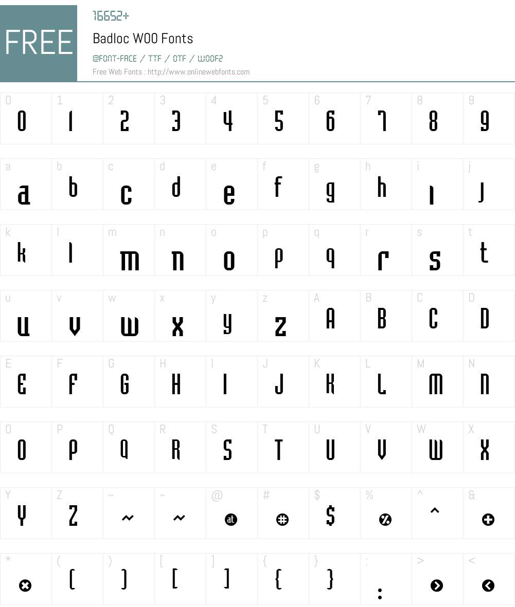 BadlocW00 Font Screenshots