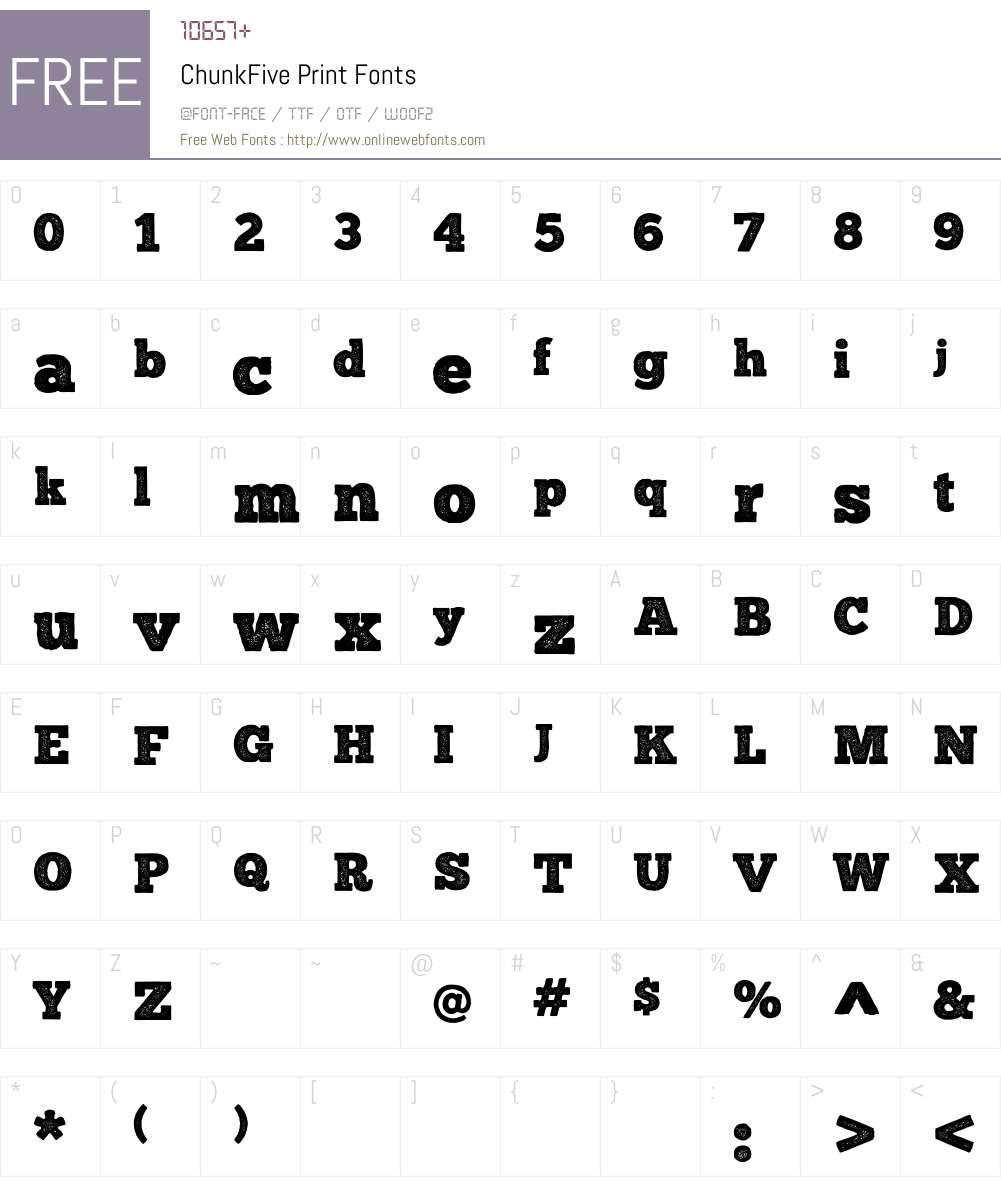 ChunkFive Print Font Screenshots