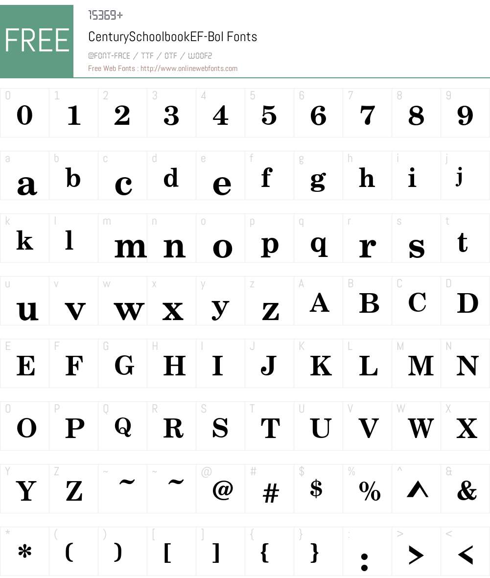 CenturySchoolbookEF Font Screenshots