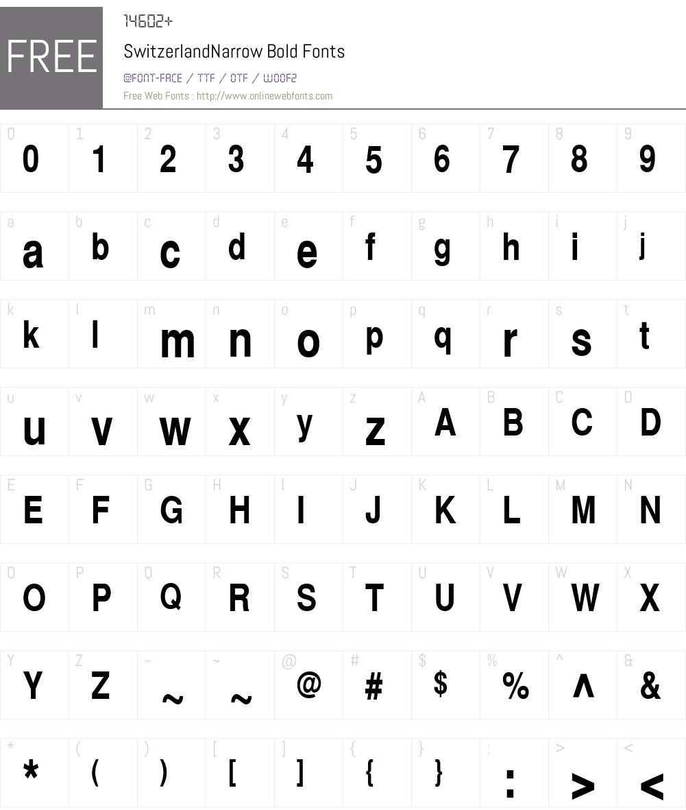 SwitzerlandNarrow Font Screenshots