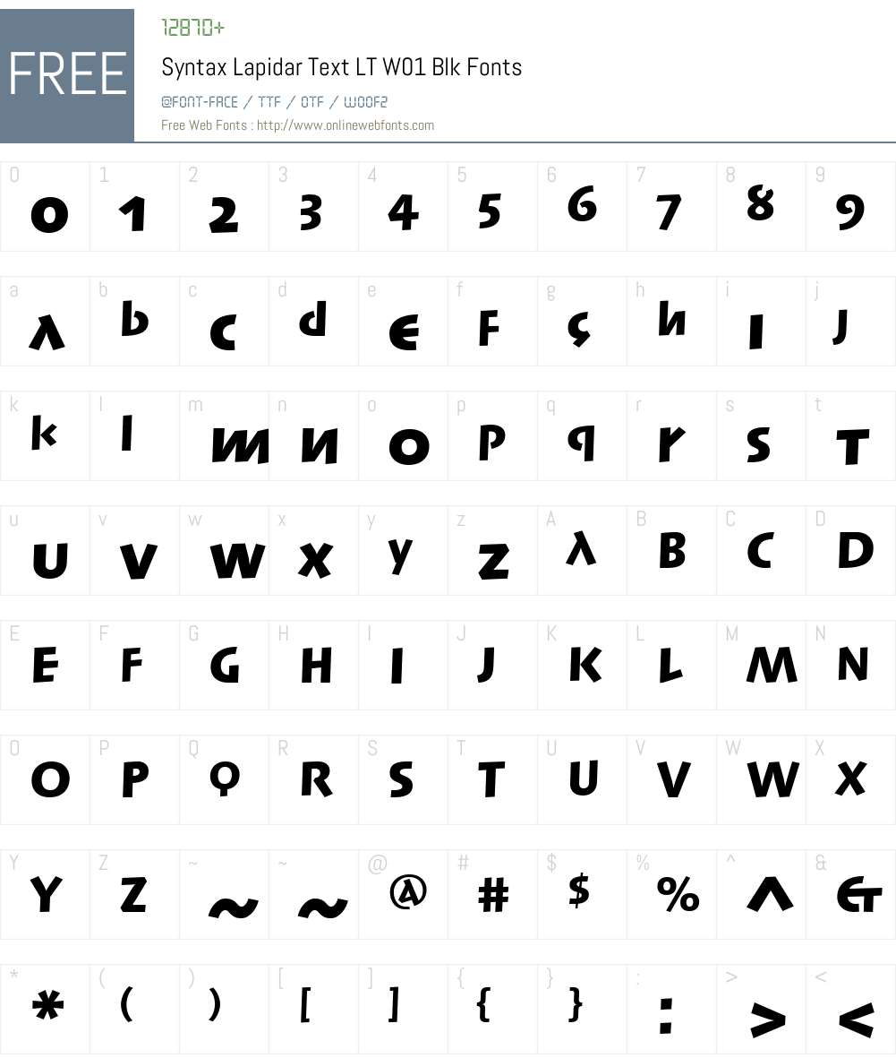 SyntaxLapidarTextLTW01-Blk Font Screenshots