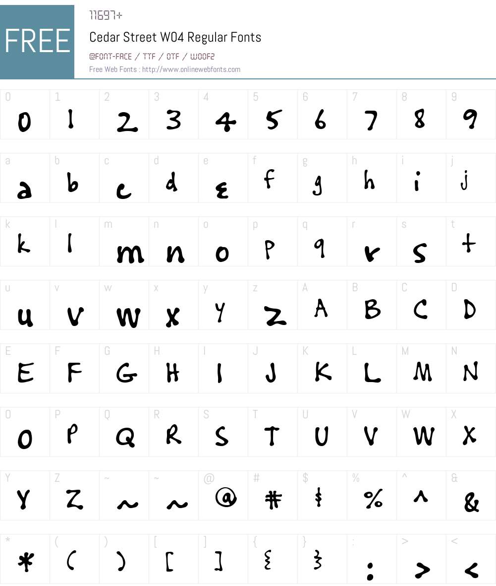 Cedar Street Font Screenshots