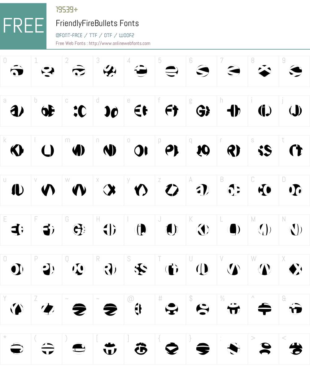 FriendlyFireBullets Font Screenshots