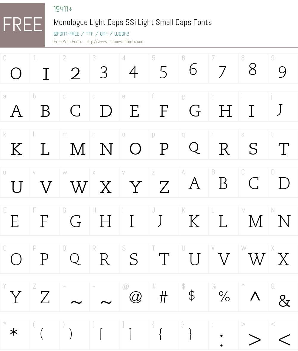 Monologue Light Caps SSi Font Screenshots