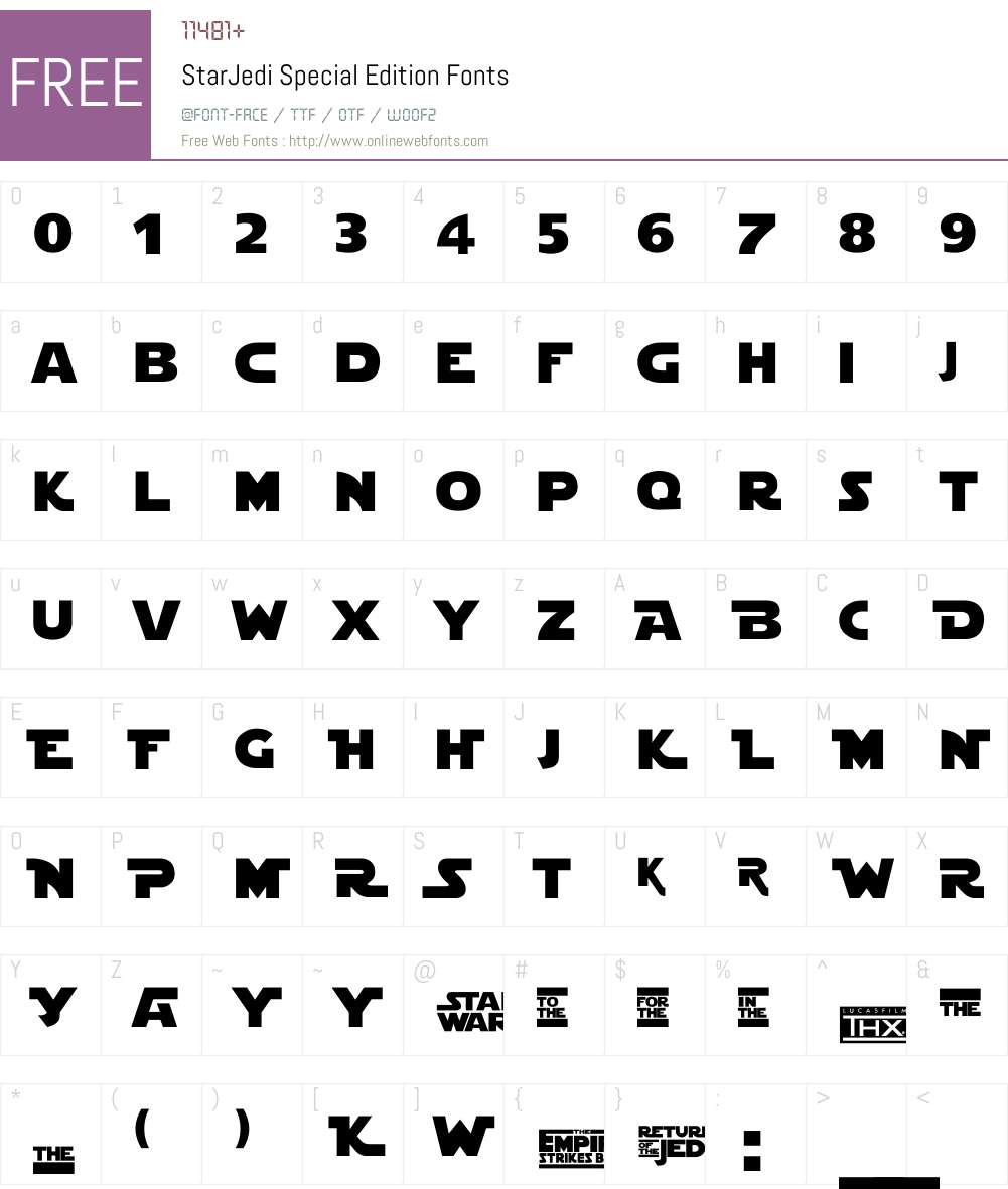 StarJedi Special Edition Font Screenshots