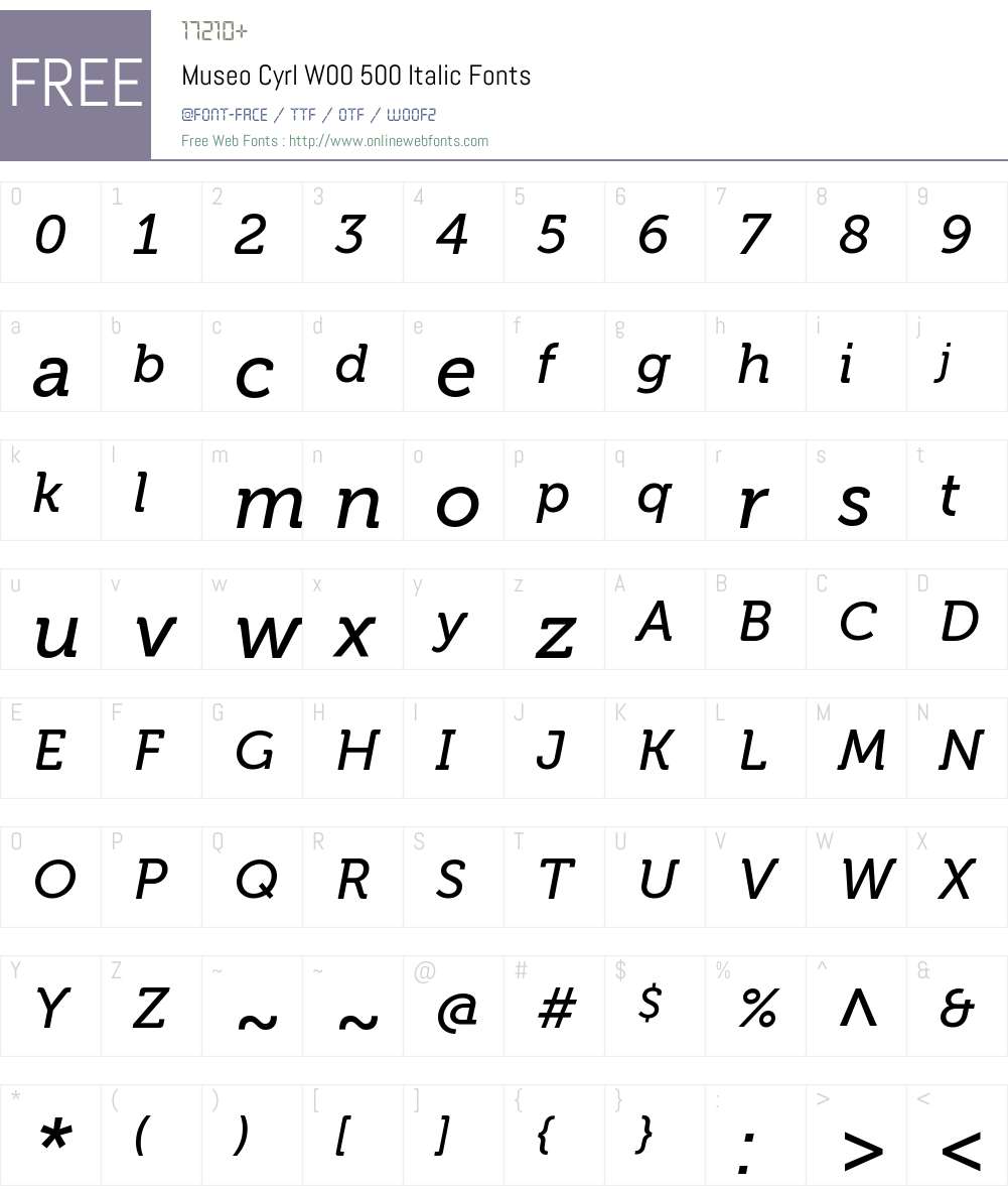 MuseoCyrlW00-500Italic Font Screenshots