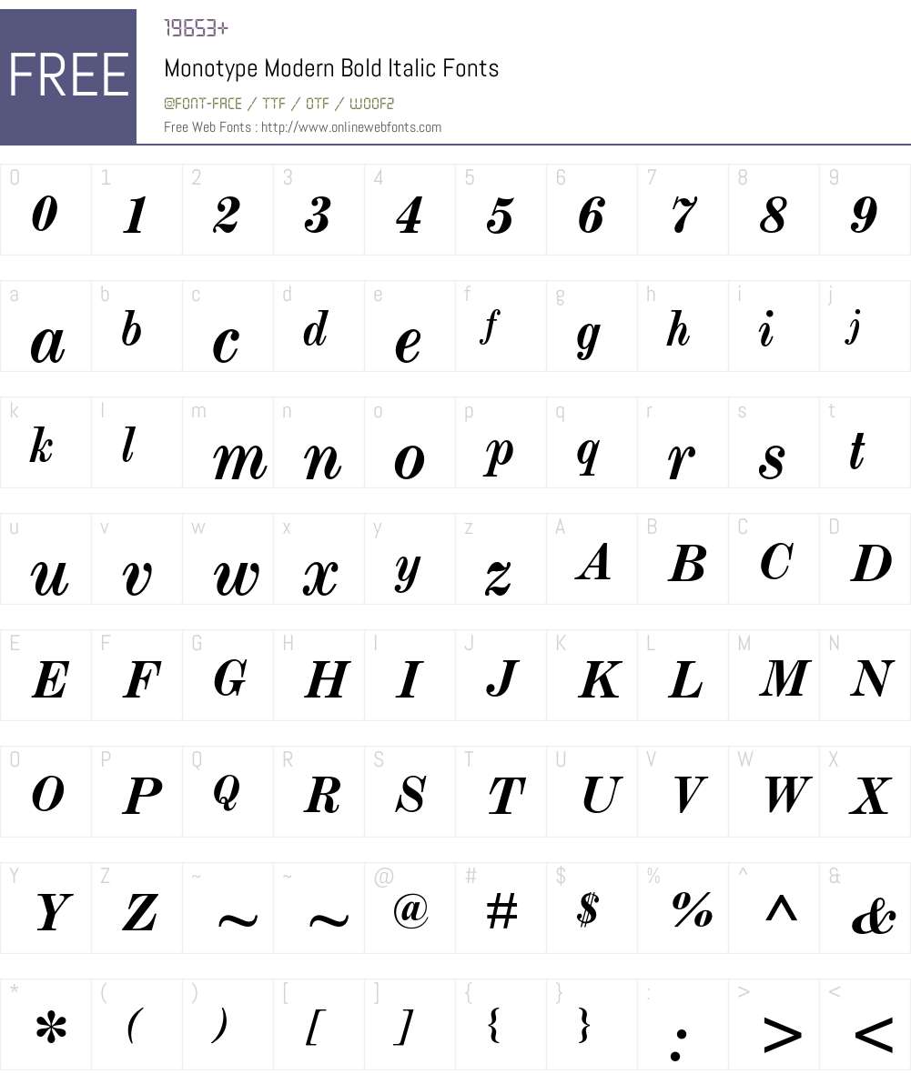 Monotype Modern Font Screenshots