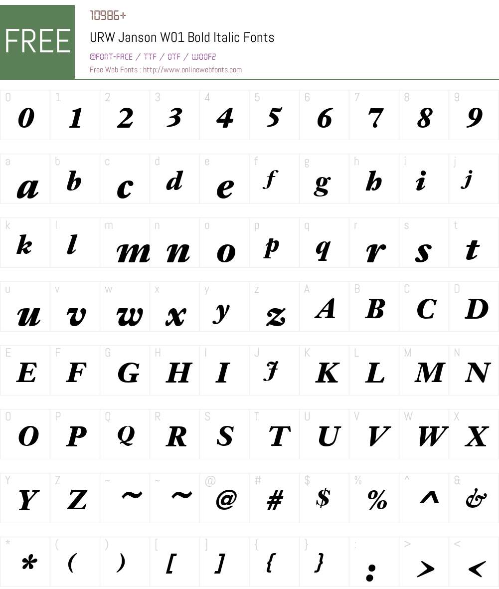 URWJansonW01-BoldItalic Font Screenshots