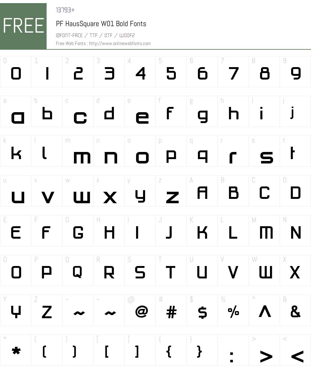 PFHausSquareW01-Bold Font Screenshots