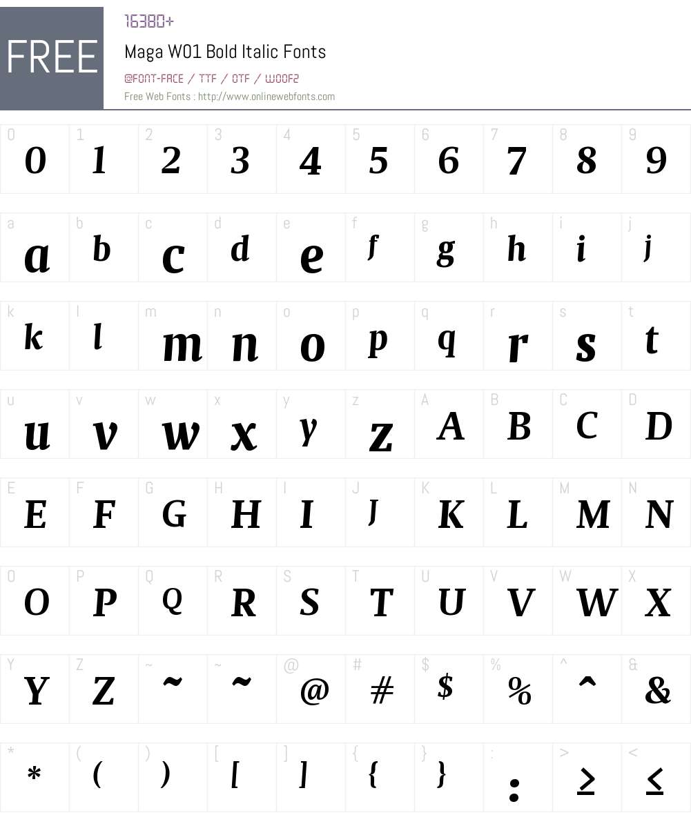 MagaW01-BoldItalic Font Screenshots