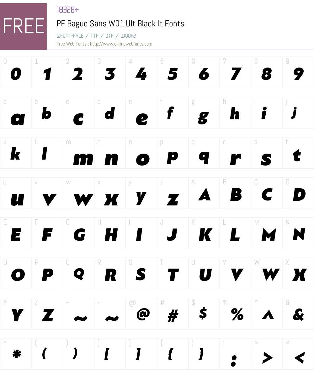 PFBagueSansW01-UltraBlackIt Font Screenshots