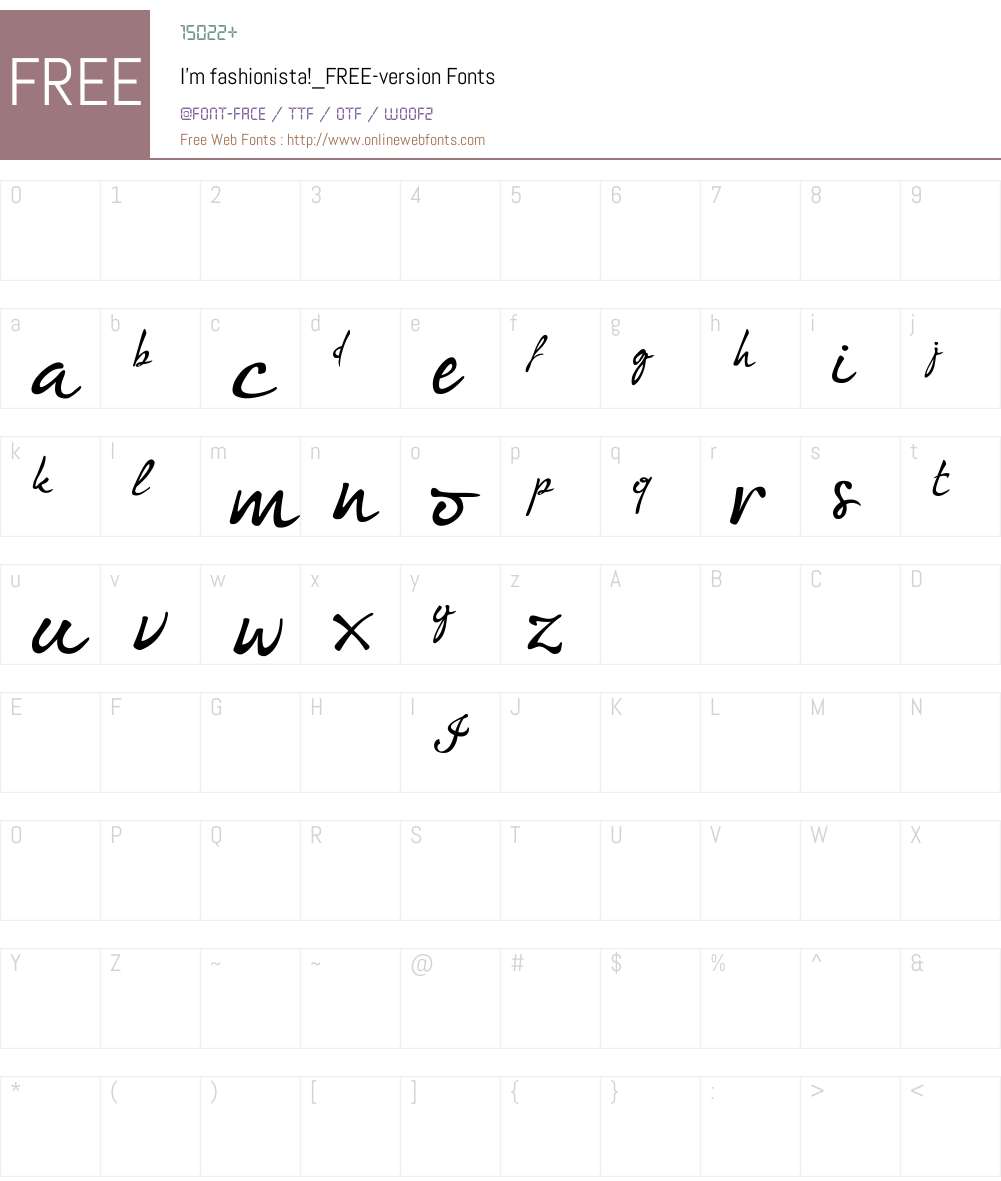 I'm fashionista!_FREE-version Font Screenshots