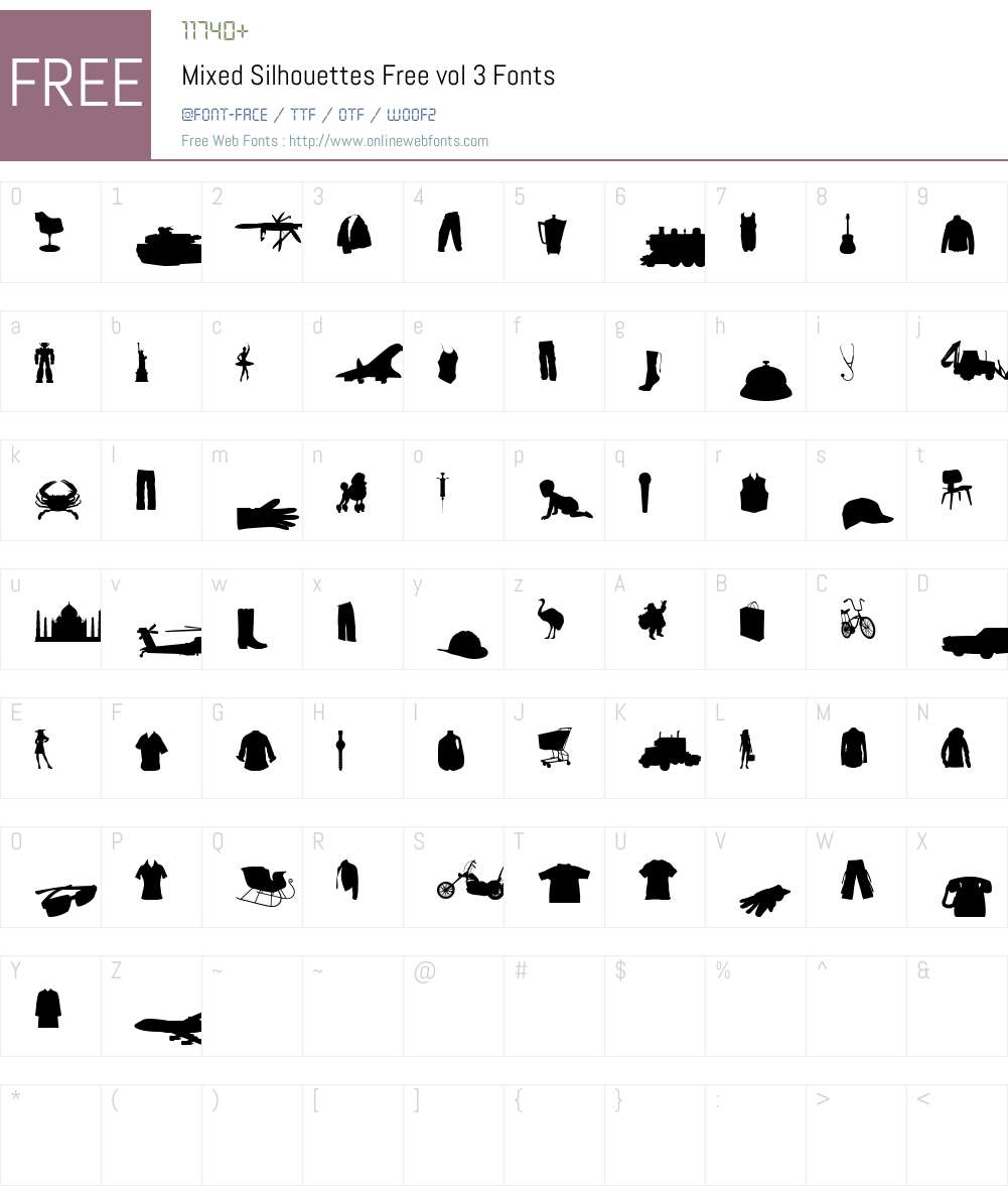 Mixed Silhouettes Free vol 3 Font Screenshots