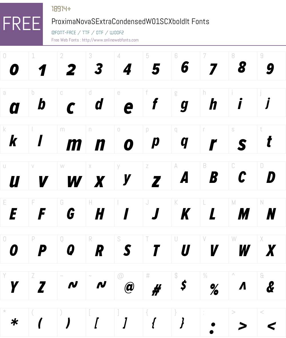 ProximaNovaSExtraCondensedW01SC-XboldIt Font Screenshots