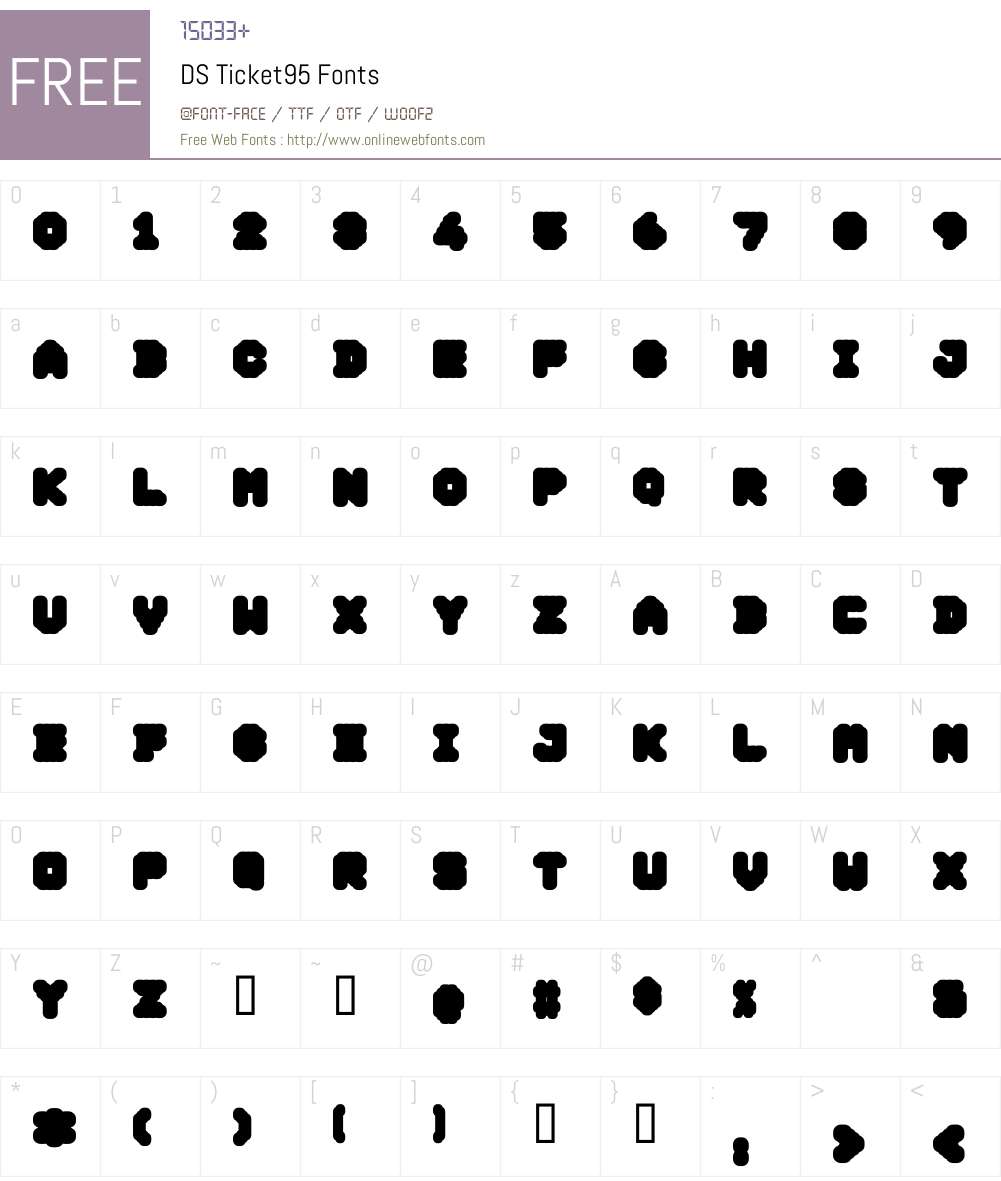 DS Ticket95 Font Screenshots