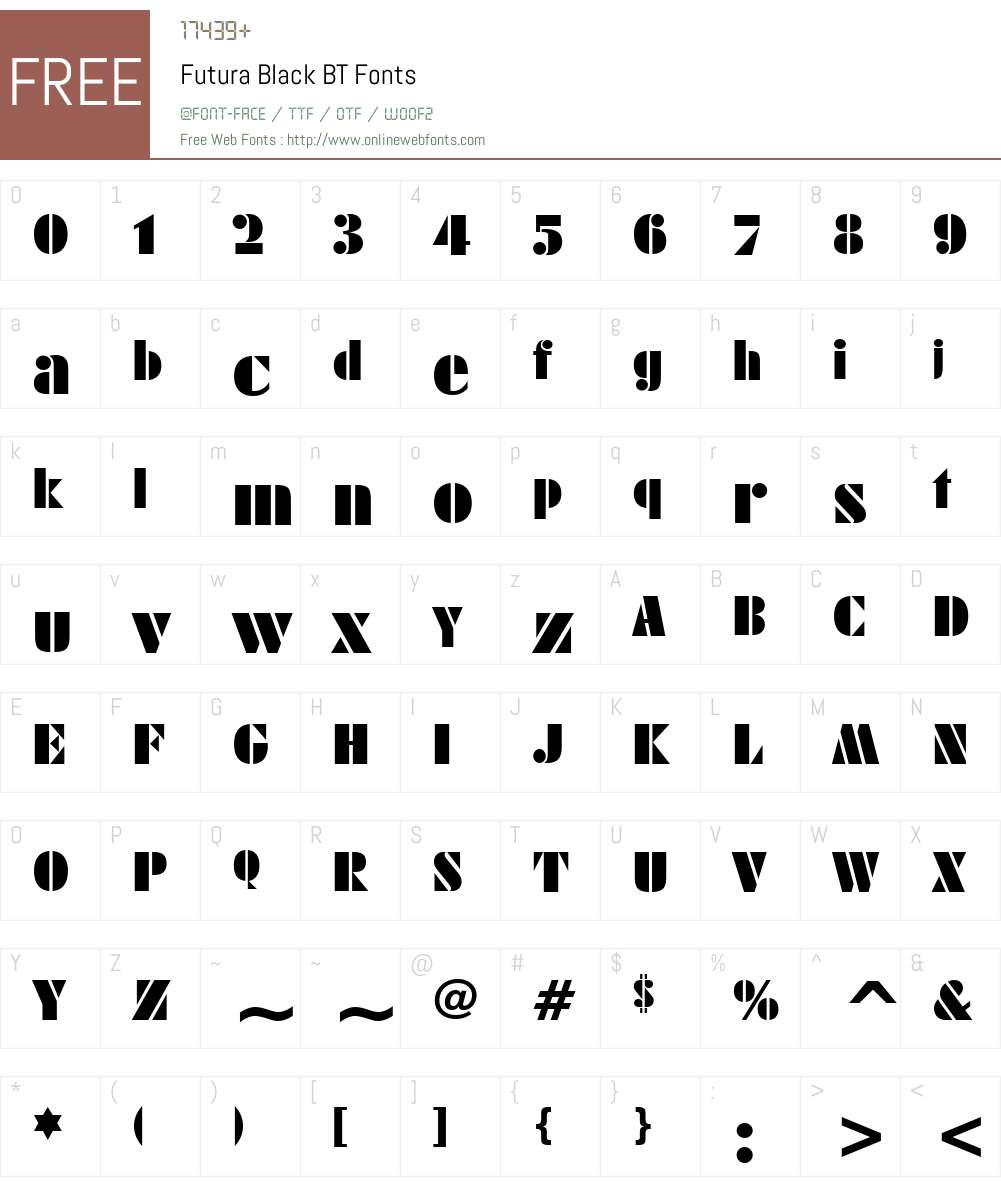 FuturaBlack BT Font Screenshots