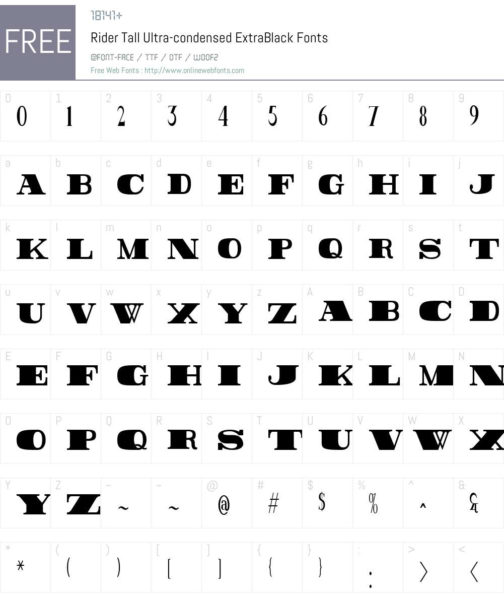Rider Tall Font Screenshots