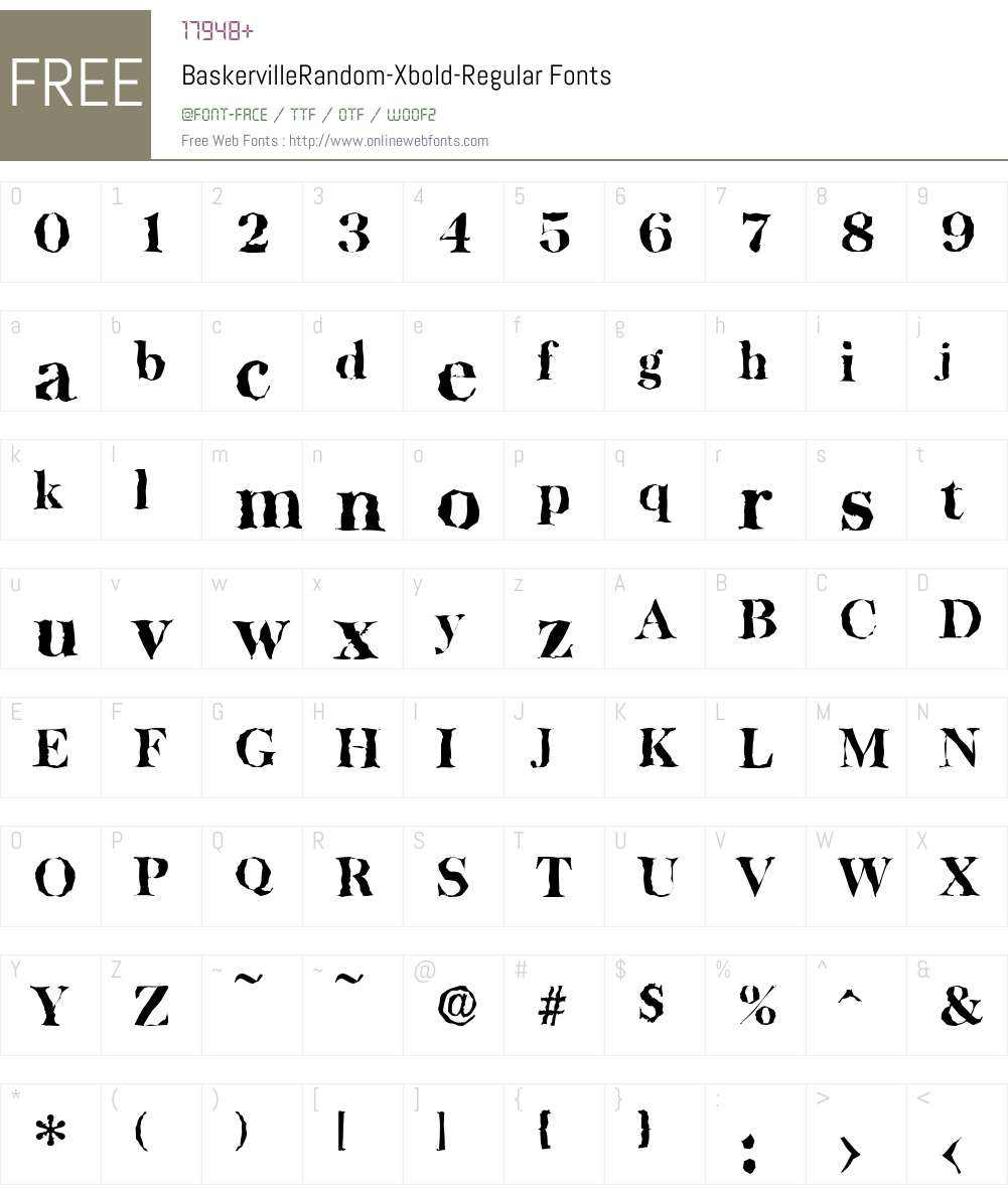 BaskervilleRandom-Xbold Font Screenshots