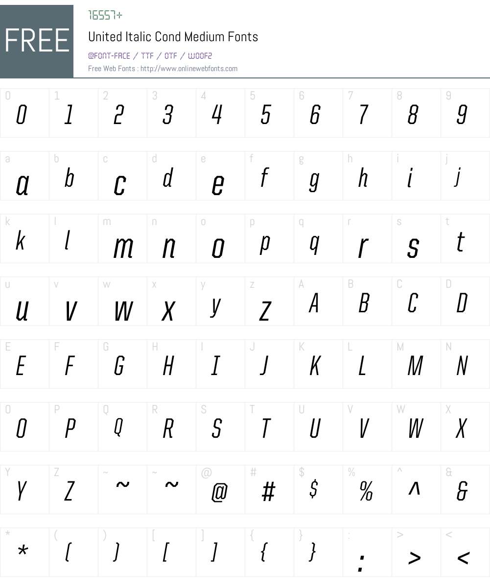 United Italic Cond Font Screenshots