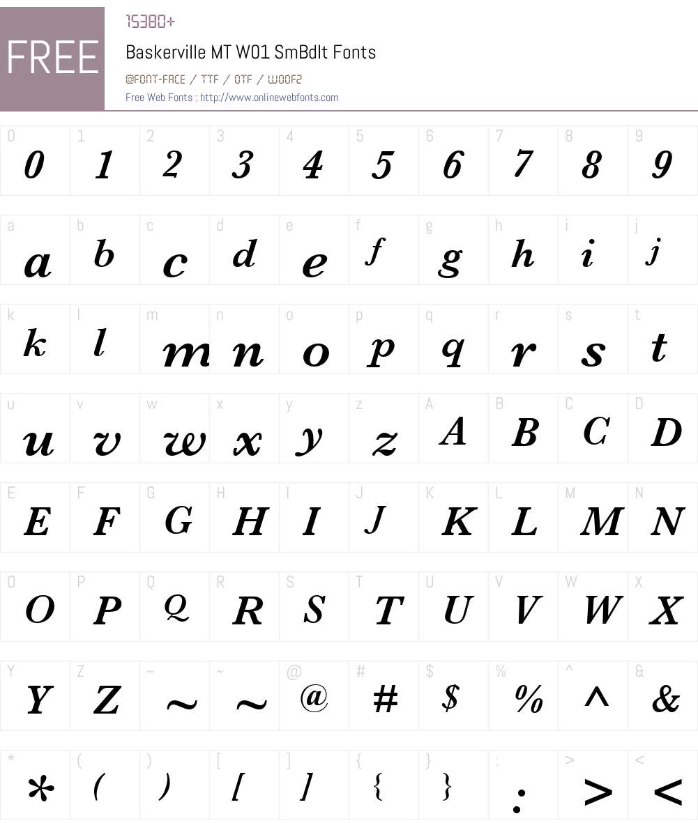 BaskervilleMTW01-SmBdIt Font Screenshots