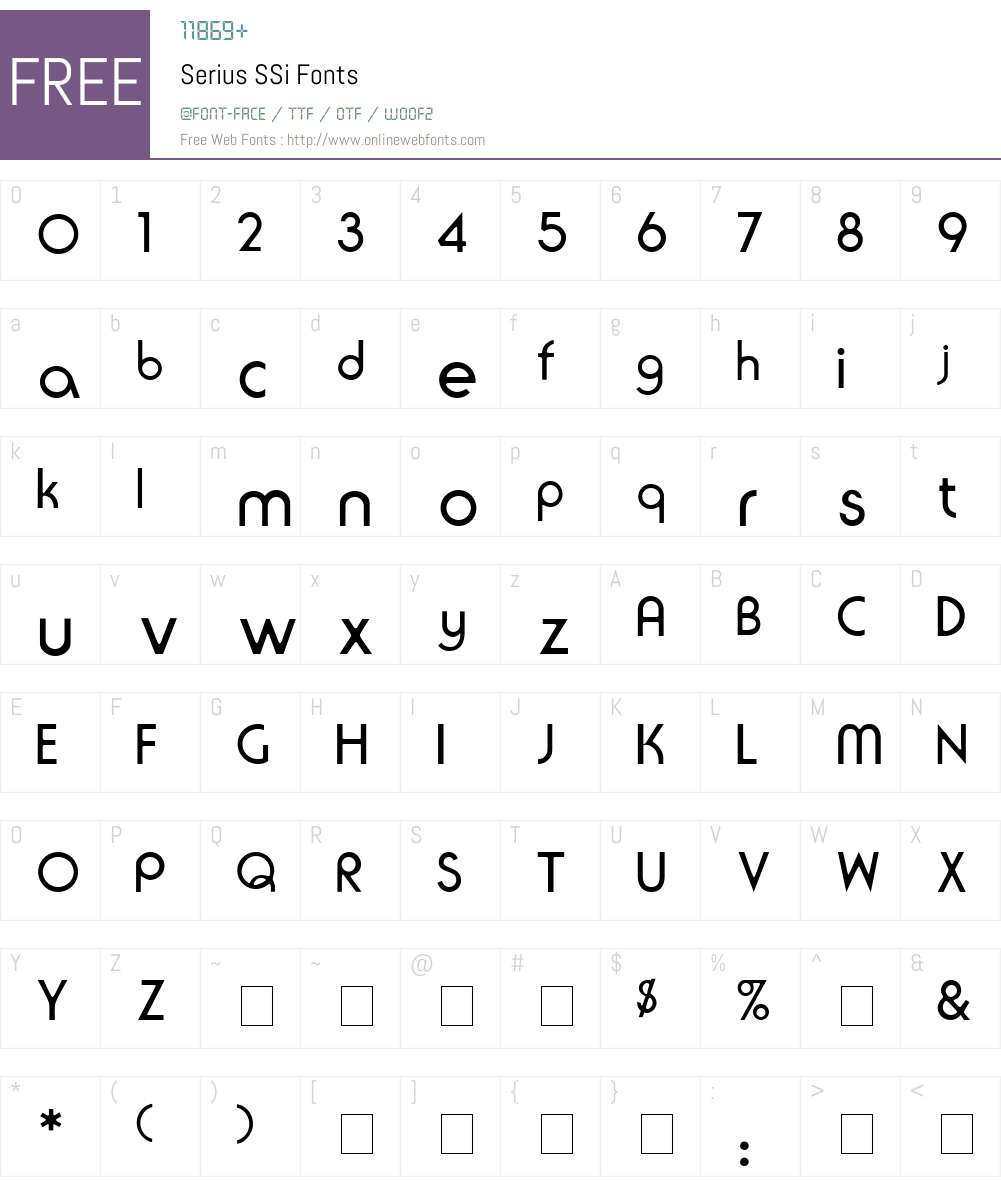 Serius SSi Font Screenshots