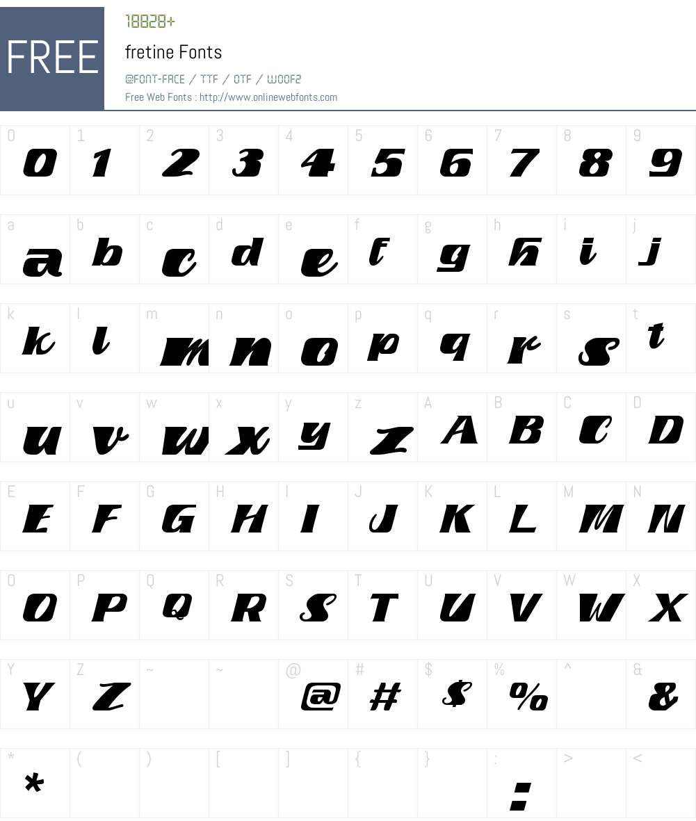 fretine Font Screenshots