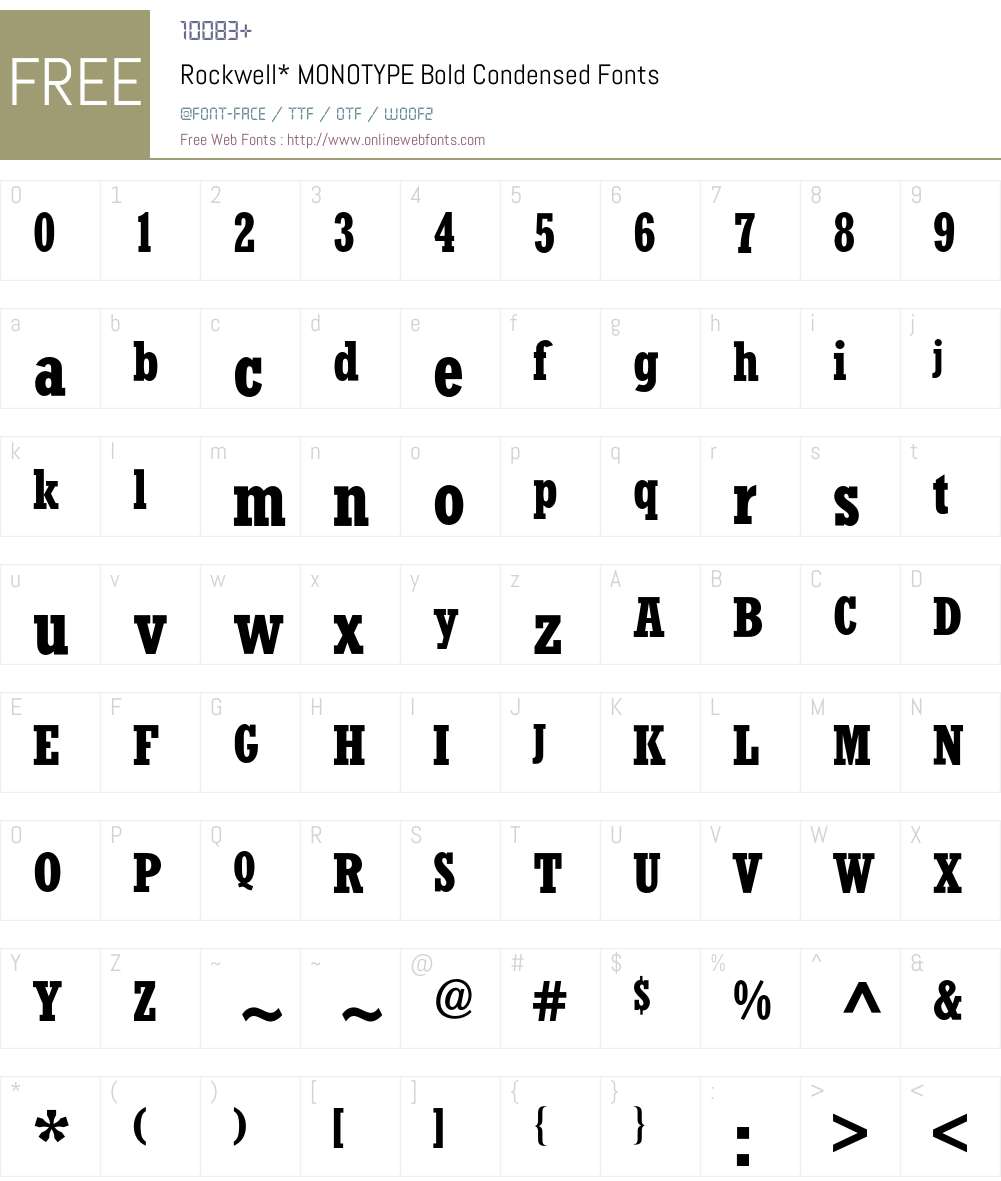 RockwellCondensedBQ Font Screenshots