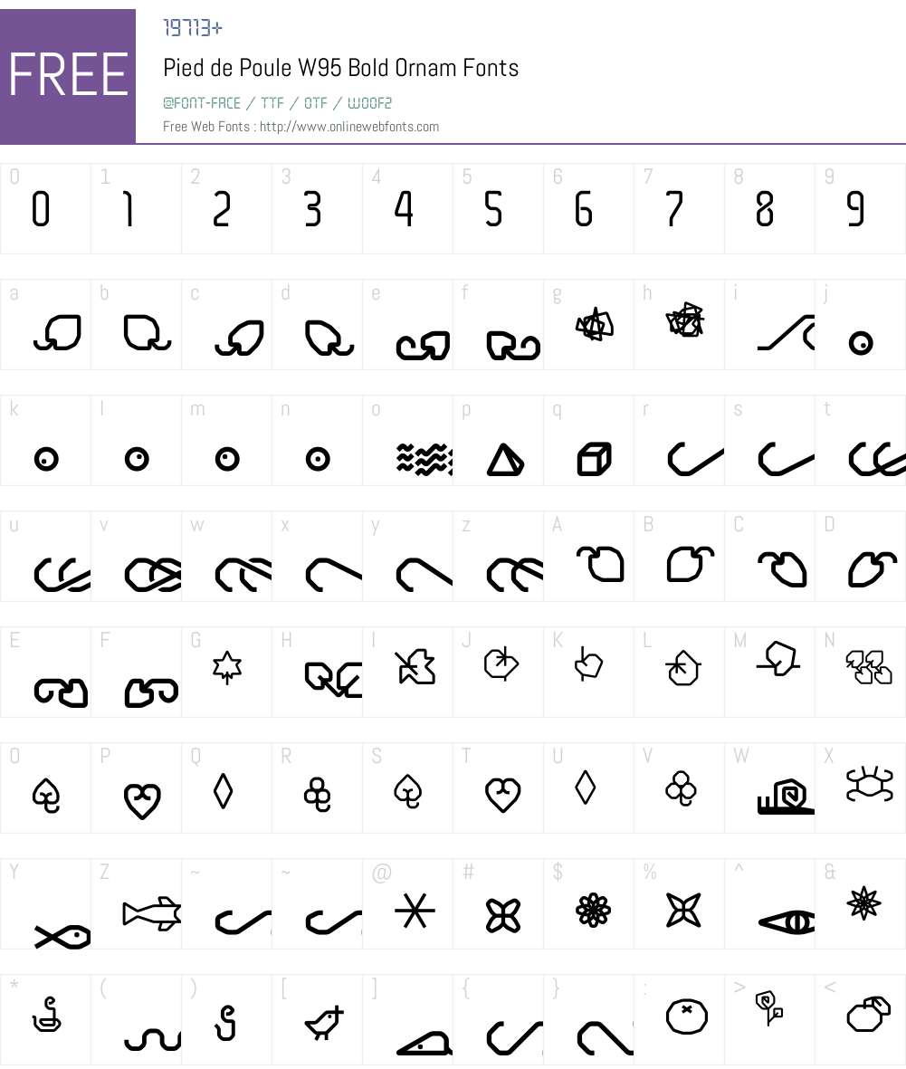 PieddePouleW95-BoldOrnam Font Screenshots