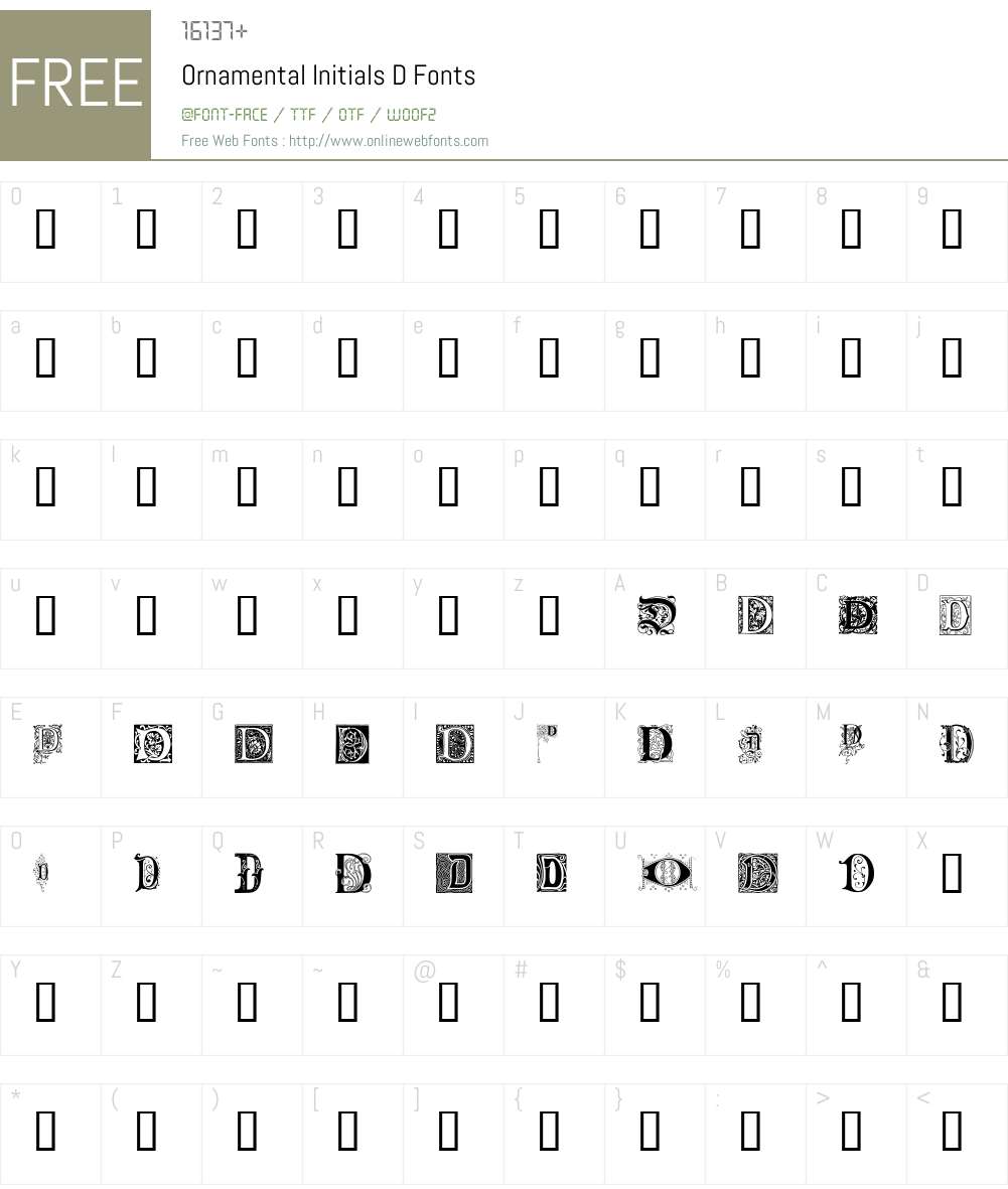 Ornamental Initials D Font Screenshots