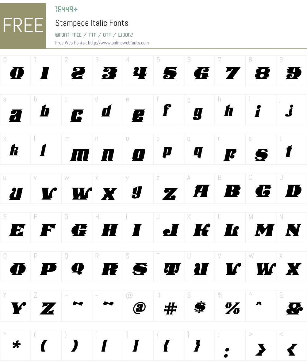 Stampede Italic Font Screenshots