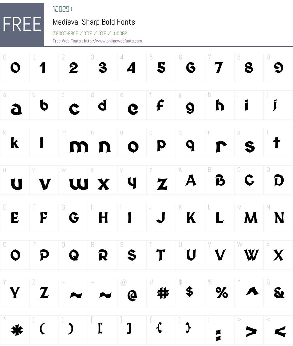 Medieval Sharp Font Screenshots