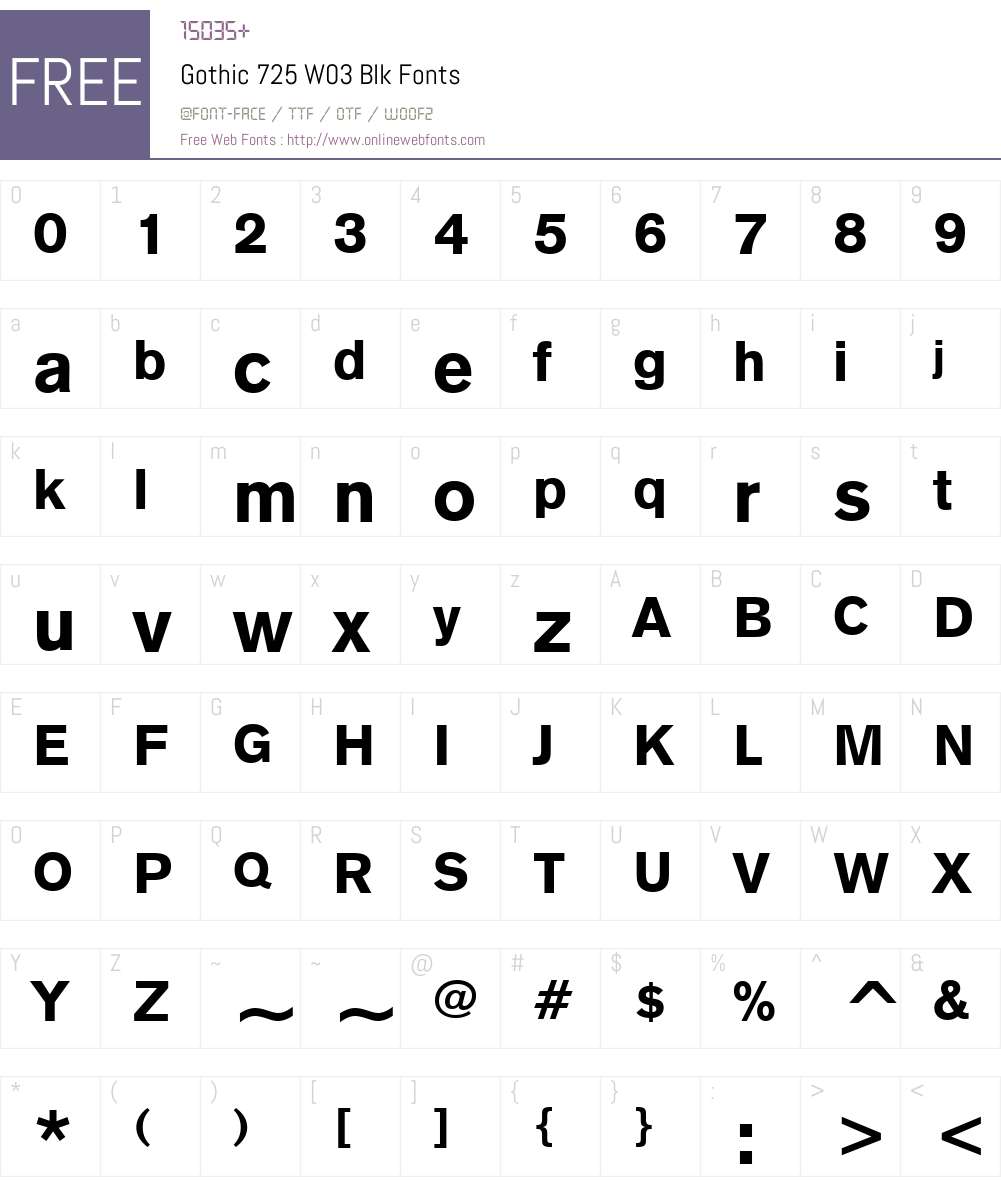 Gothic 725 Font Screenshots