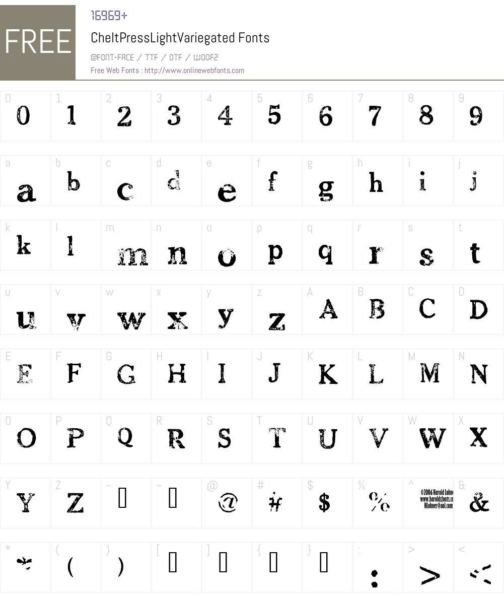 CheltPressLightVariegated Font Screenshots