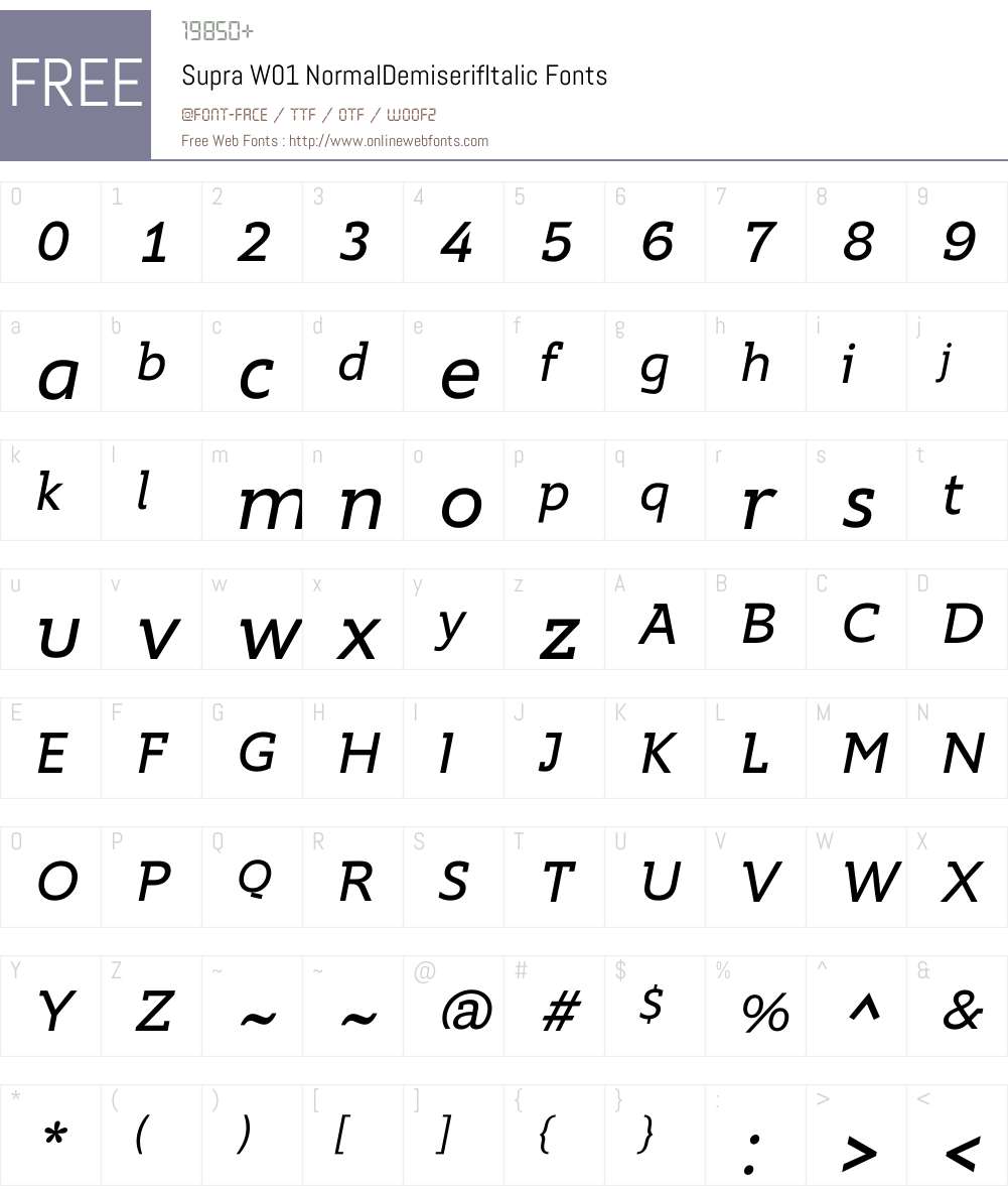 SupraW01-NormDemiserifIt Font Screenshots