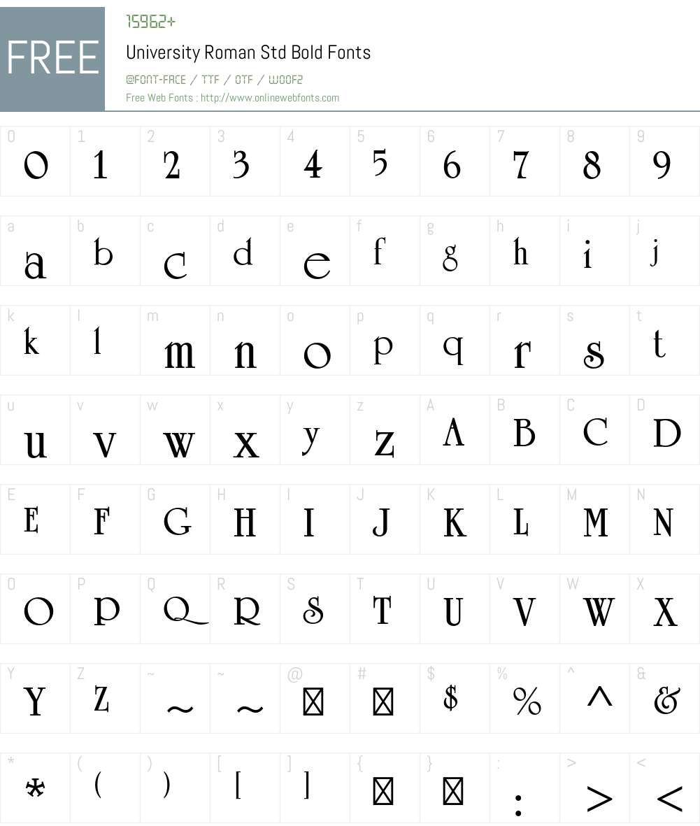 University Roman Std Font Screenshots