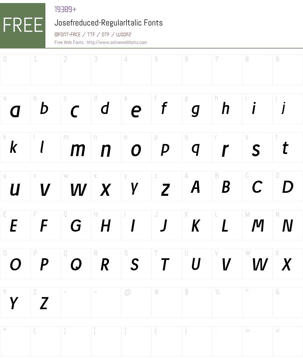Josef reduced Font Screenshots