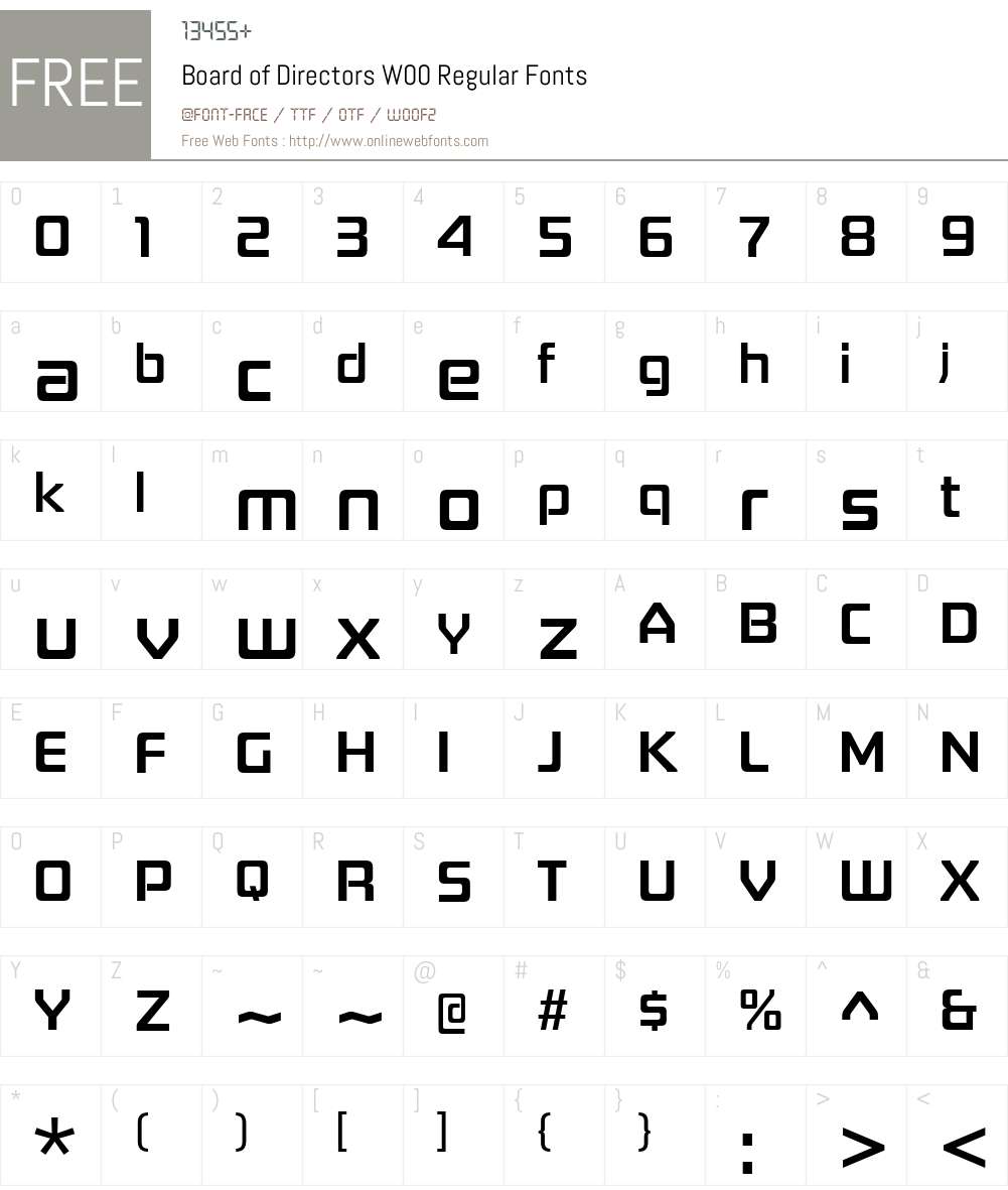 BoardofDirectorsW00-Rg Font Screenshots