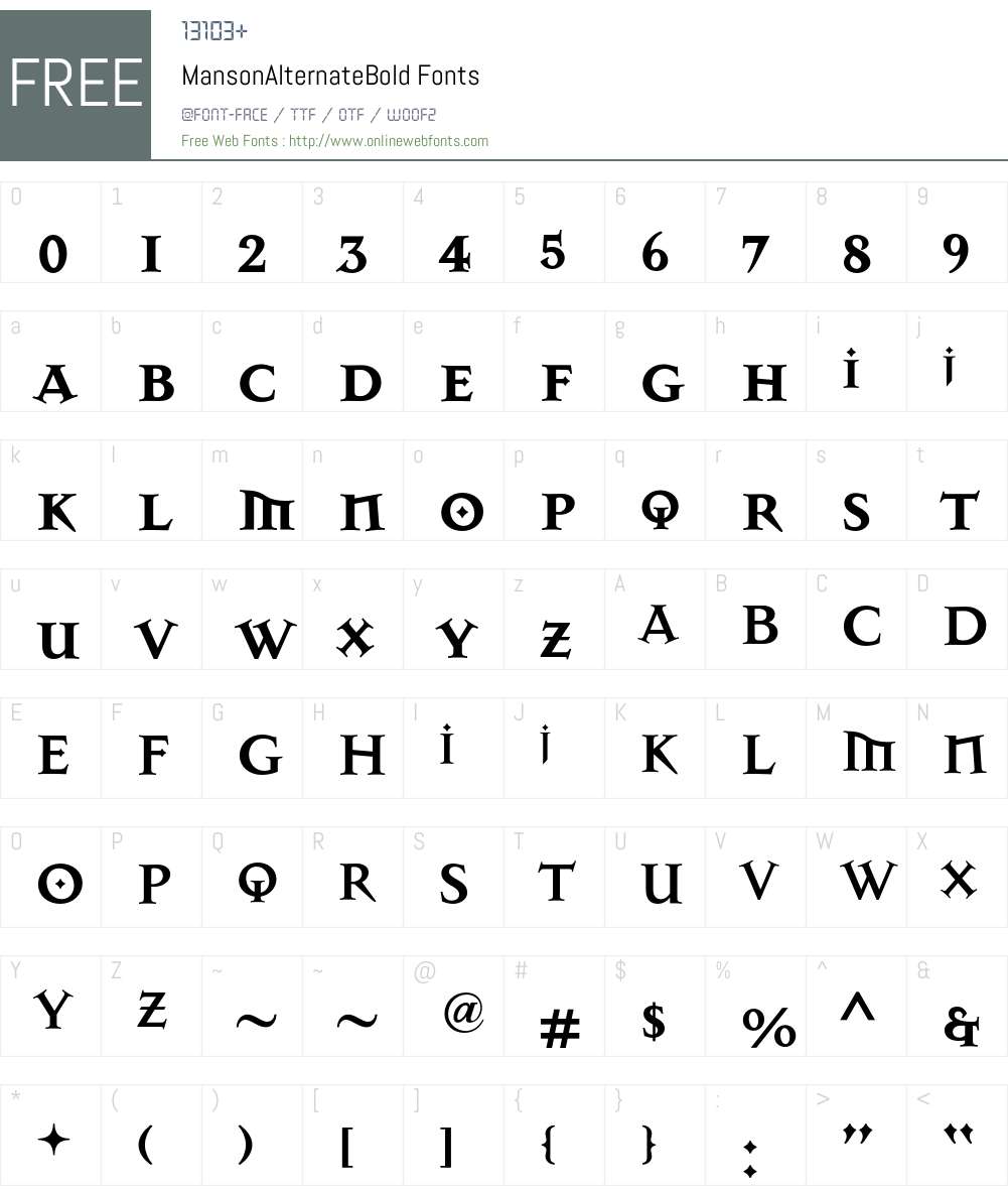 MansonAlternate Font Screenshots