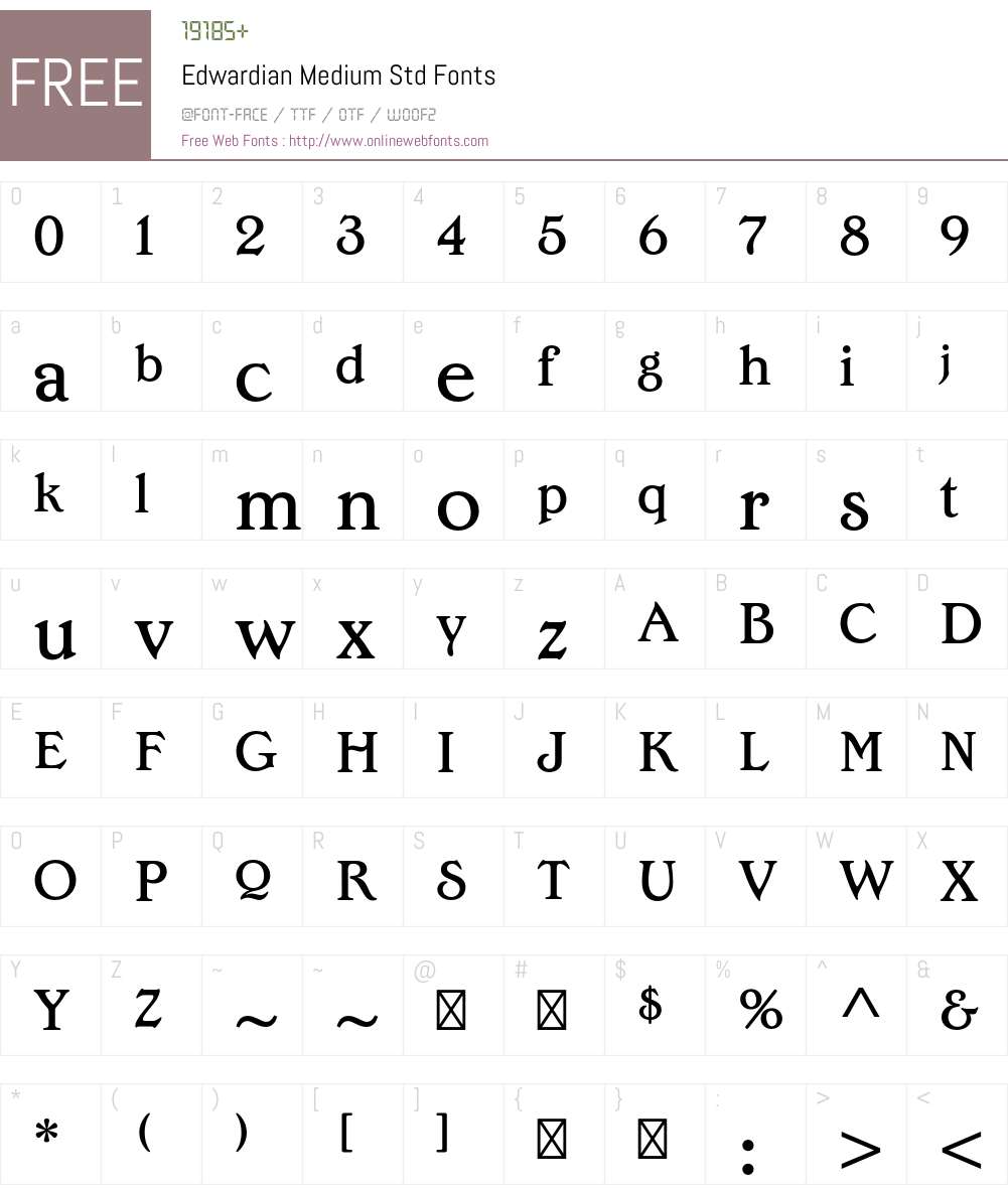 Edwardian Medium Std Font Screenshots