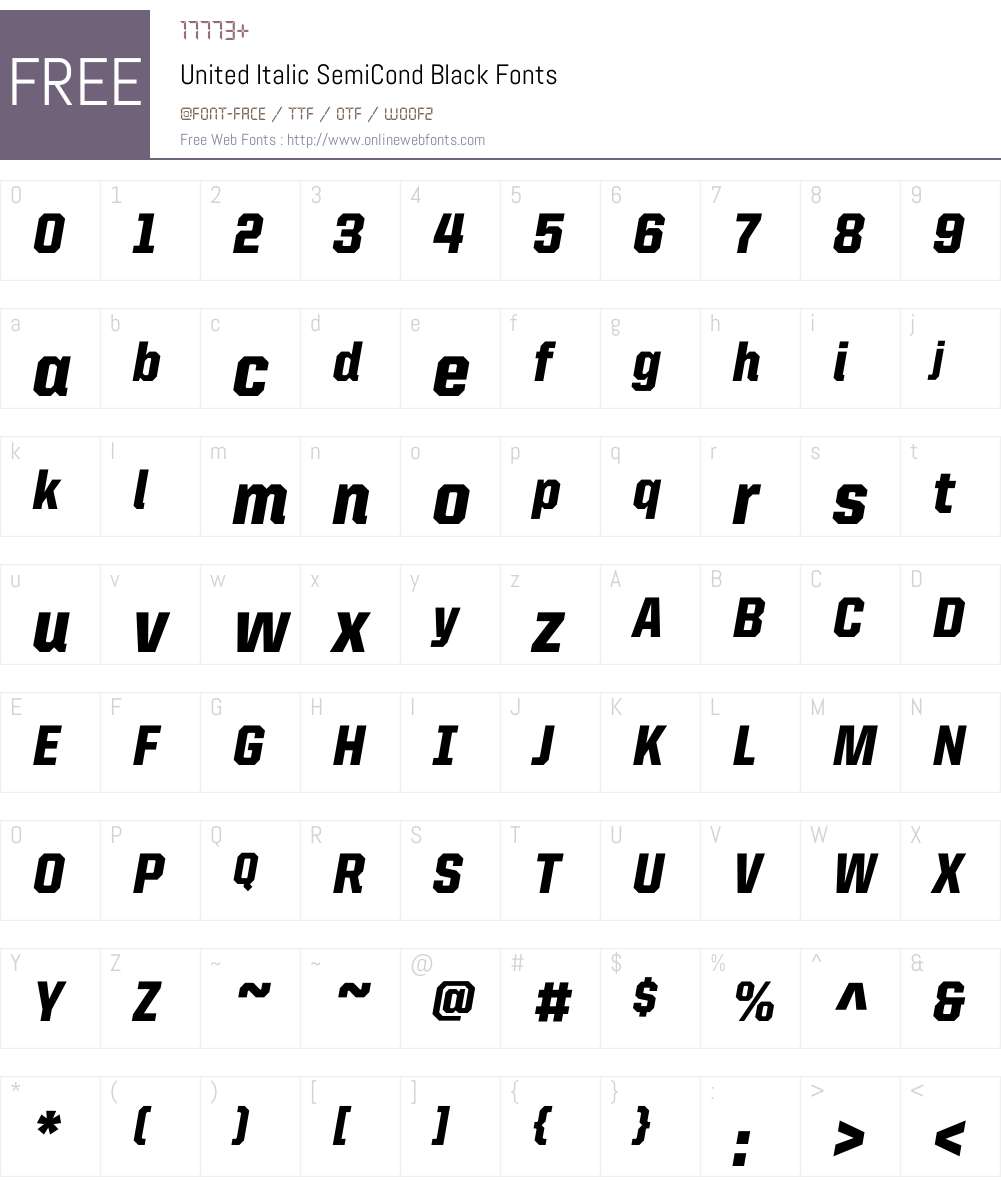 United Italic SemiCond Font Screenshots