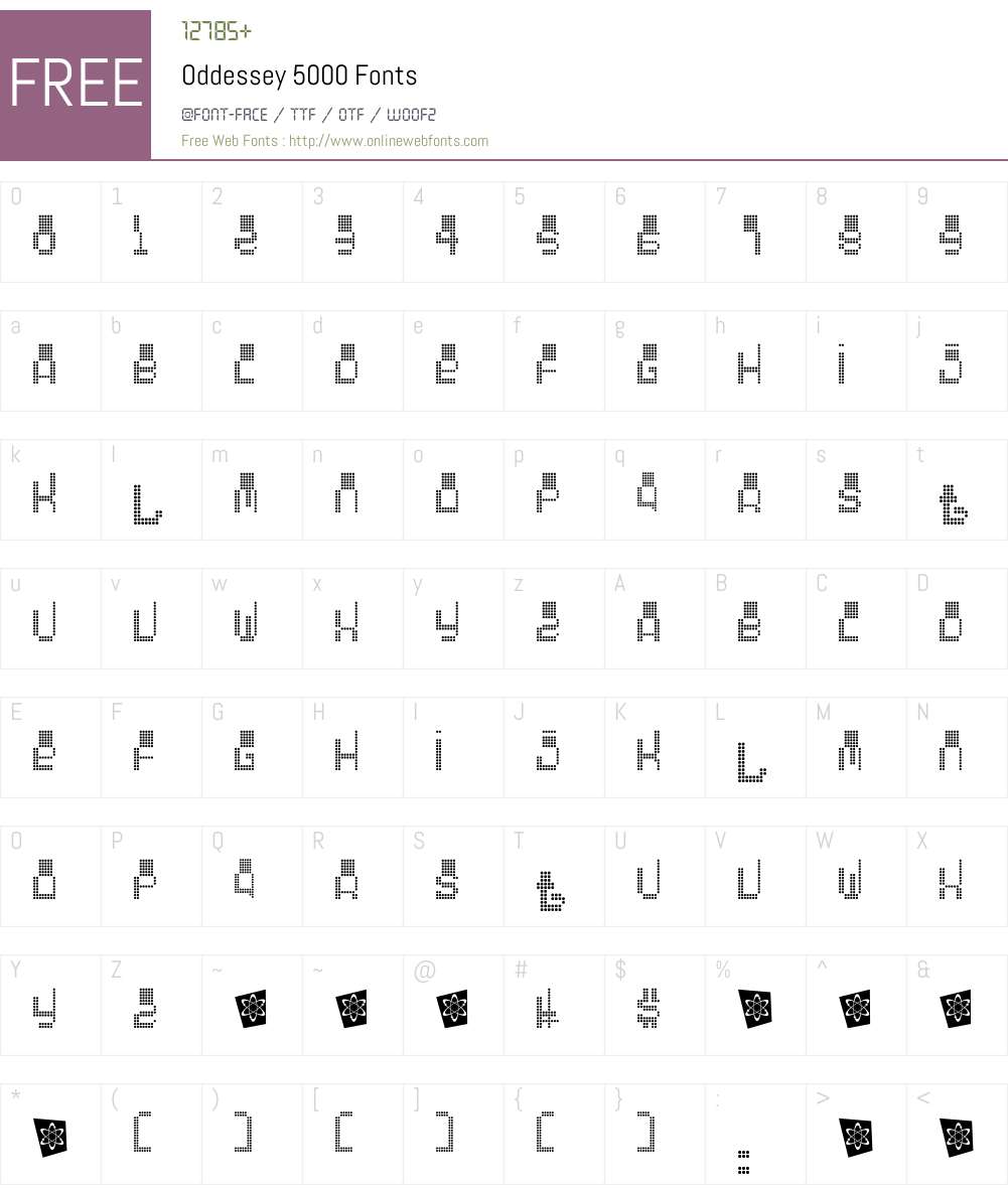 Oddessey 5000 Font Screenshots