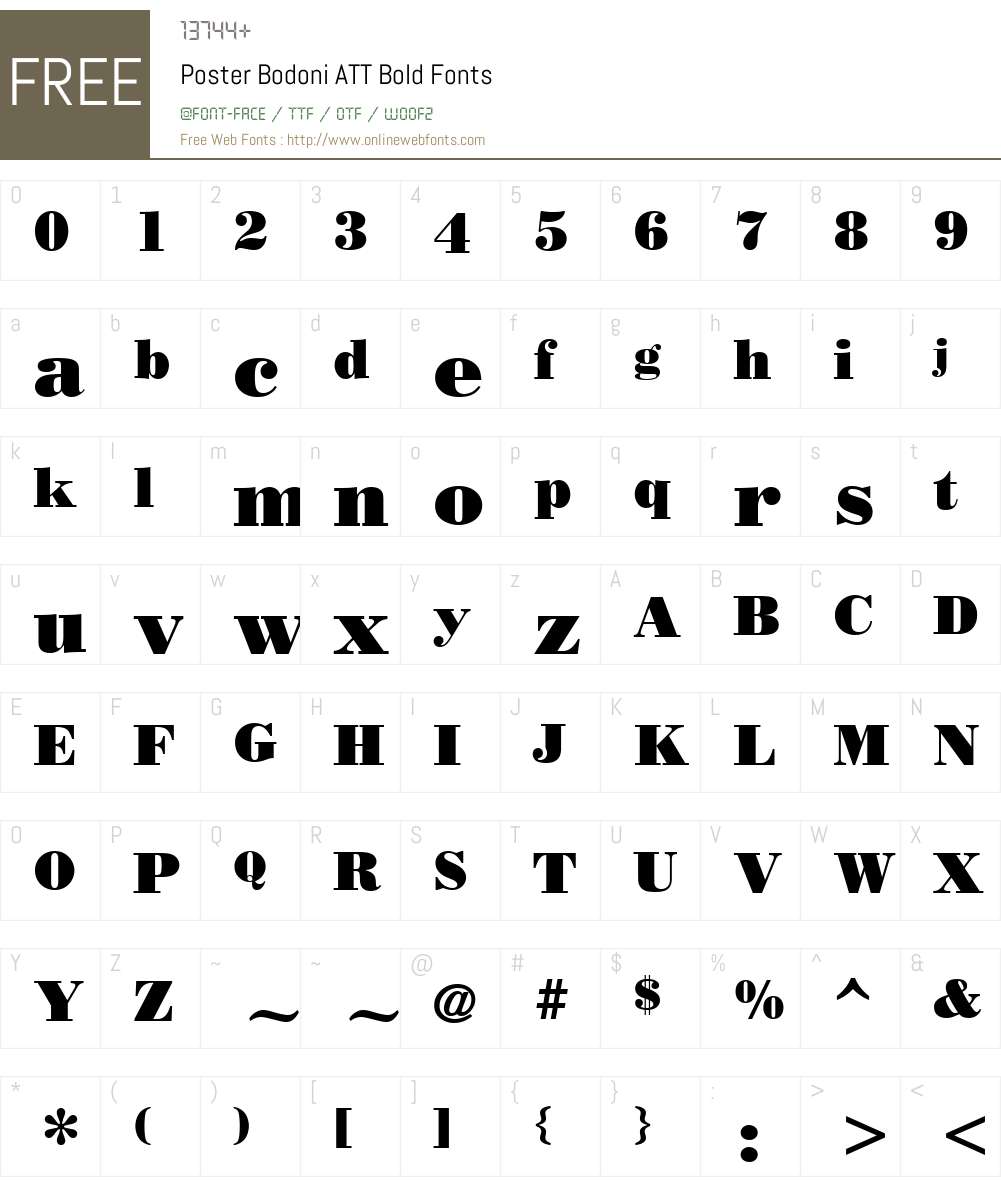 Poster Bodoni ATT Font Screenshots