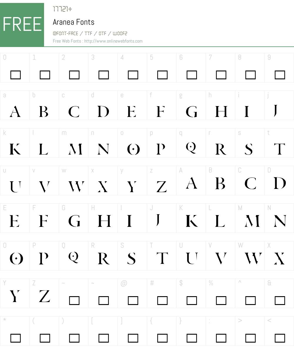 Aranea Font Screenshots