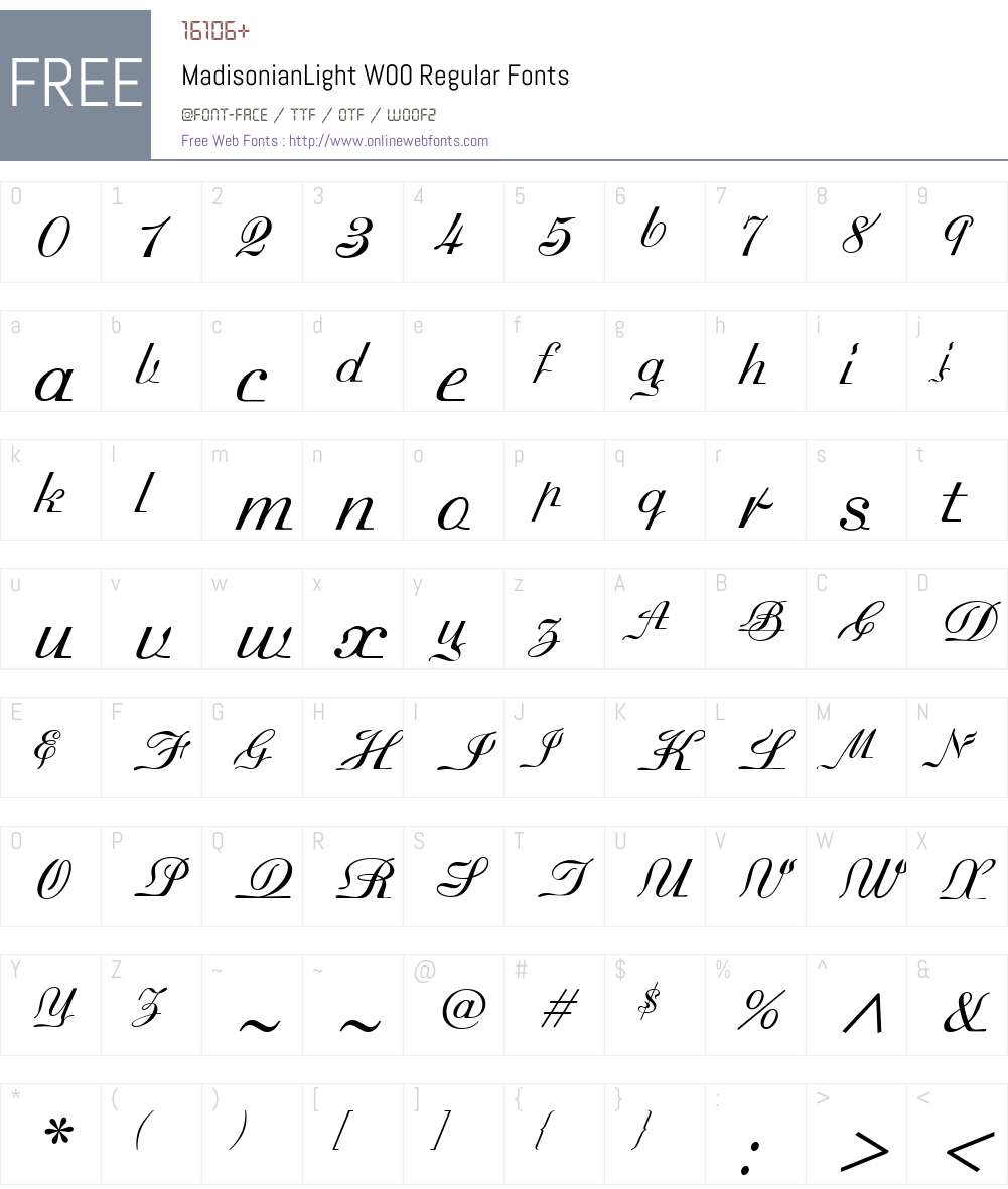 MadisonianLightW00-Regular Font Screenshots