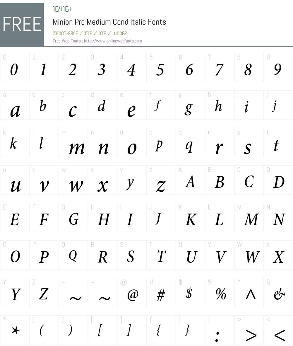 Minion Pro Font Screenshots