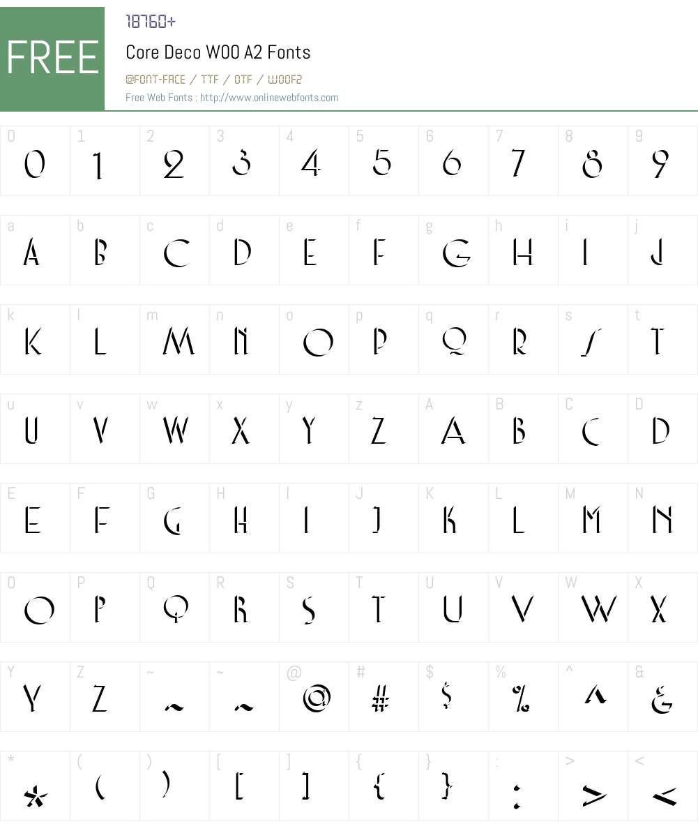 CoreDecoW00-A2 Font Screenshots