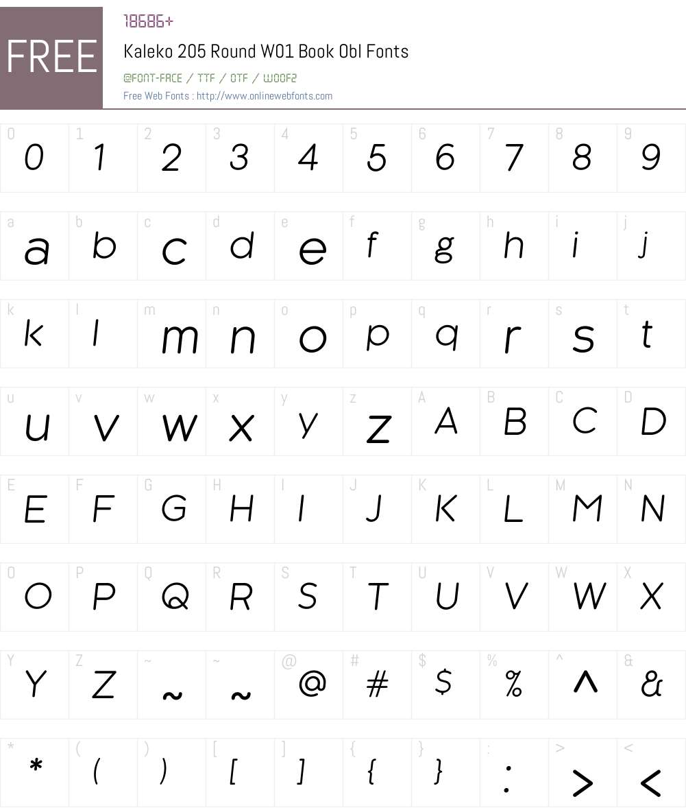 Kaleko205RoundW01-BookObl Font Screenshots