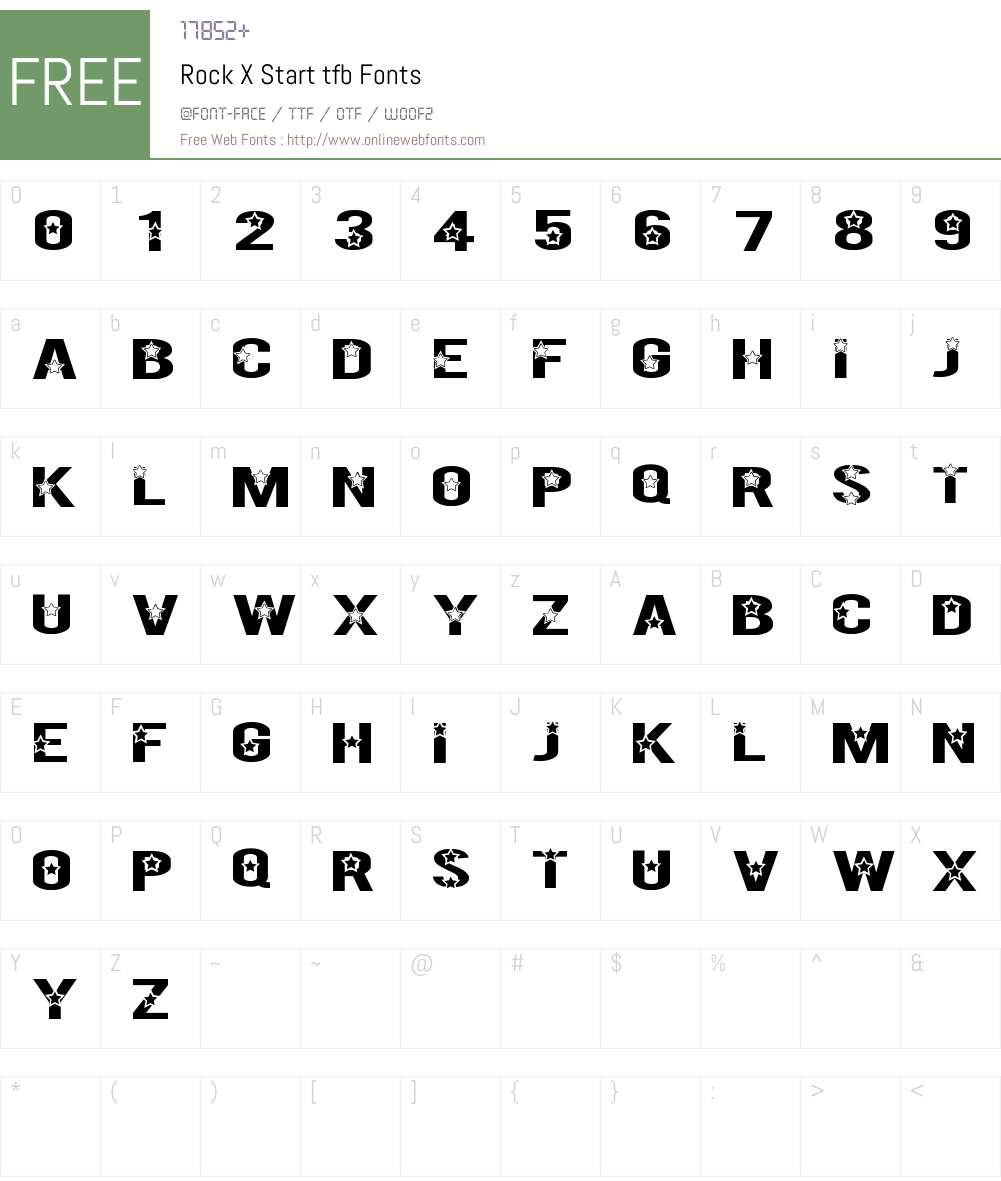 Rock X Start tfb Font Screenshots
