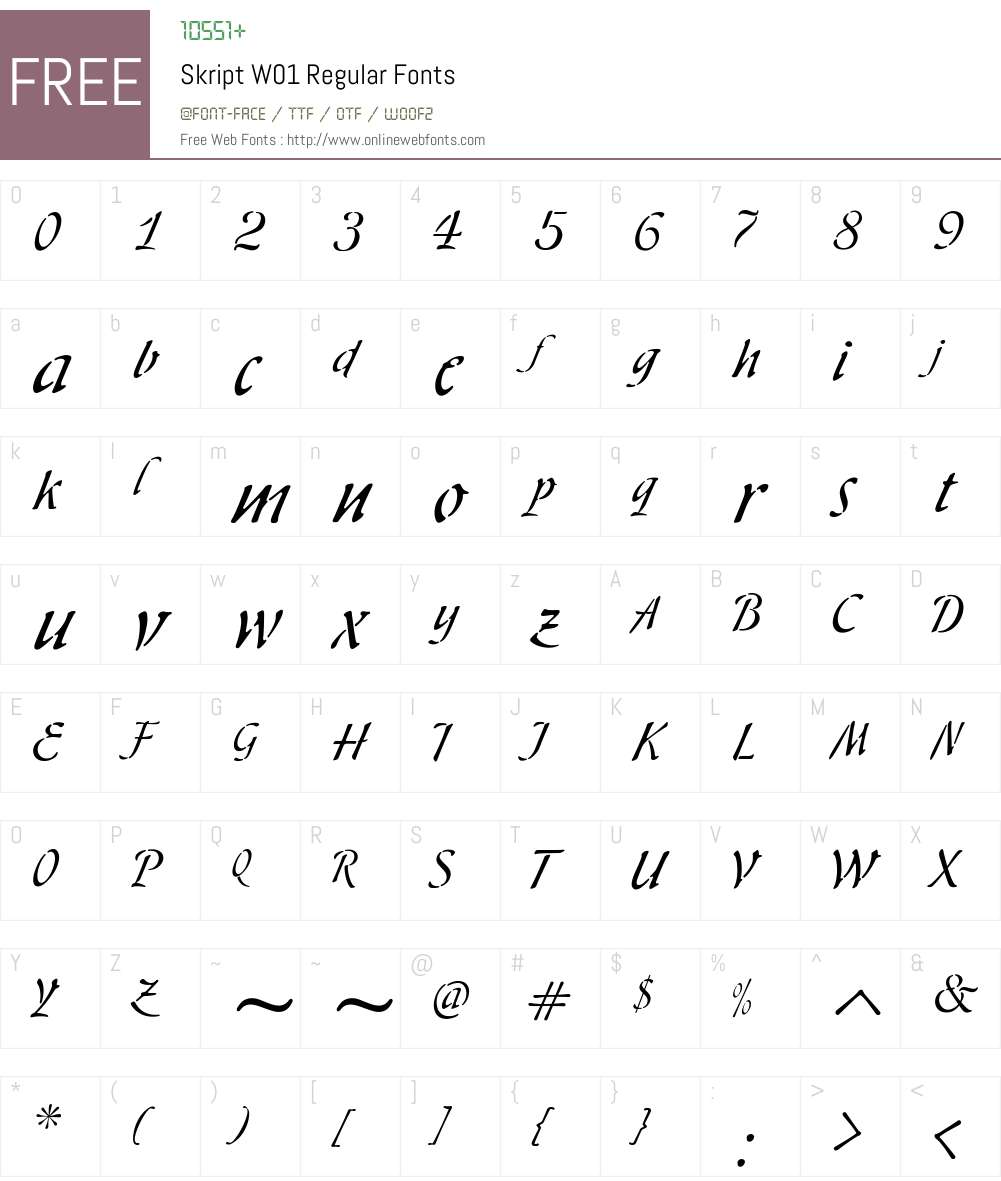 SkriptW01-Regular Font Screenshots