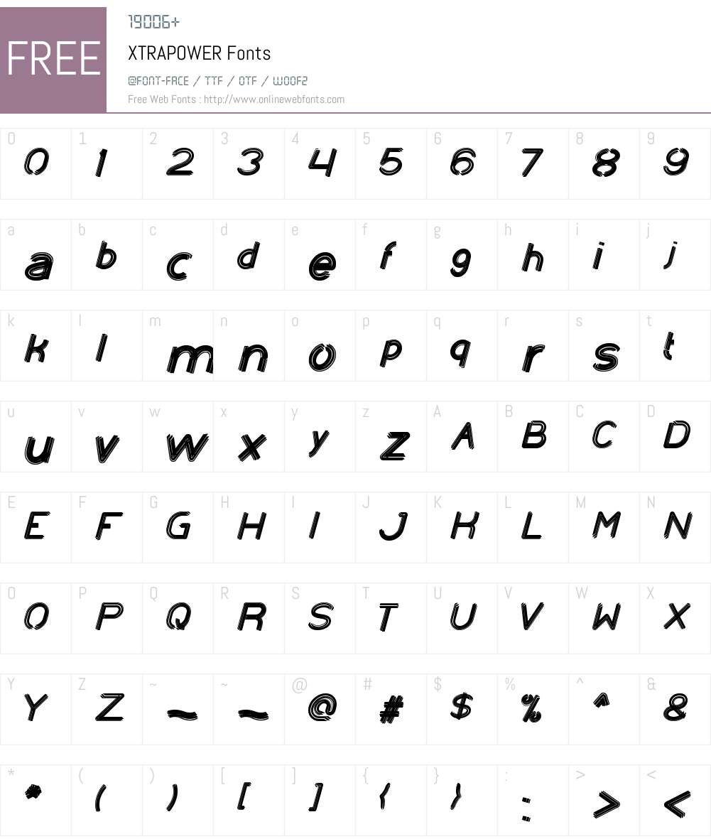 XTRAPOWER Font Screenshots
